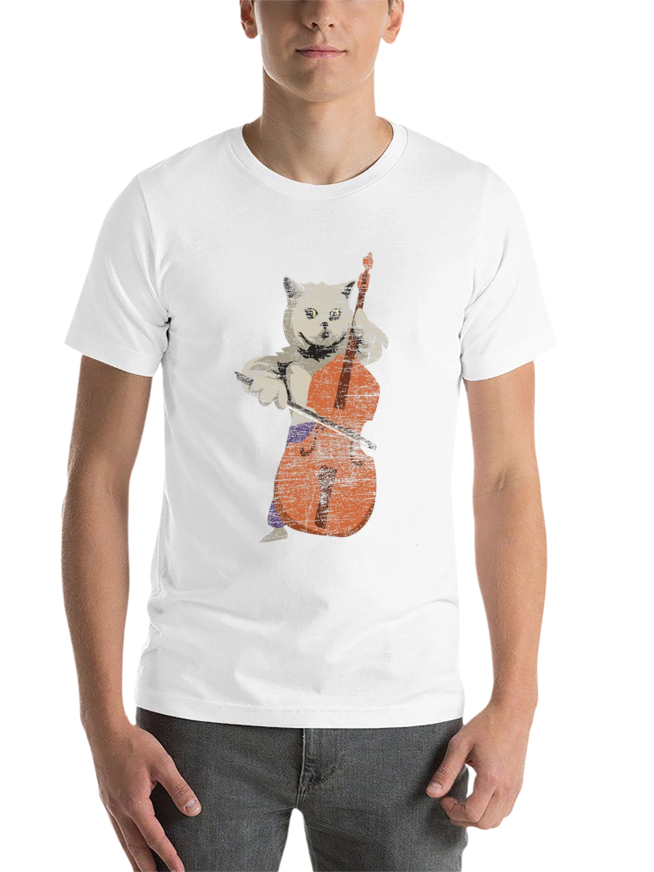Black Cat Playing Cello Graphic T-Shirt view 14