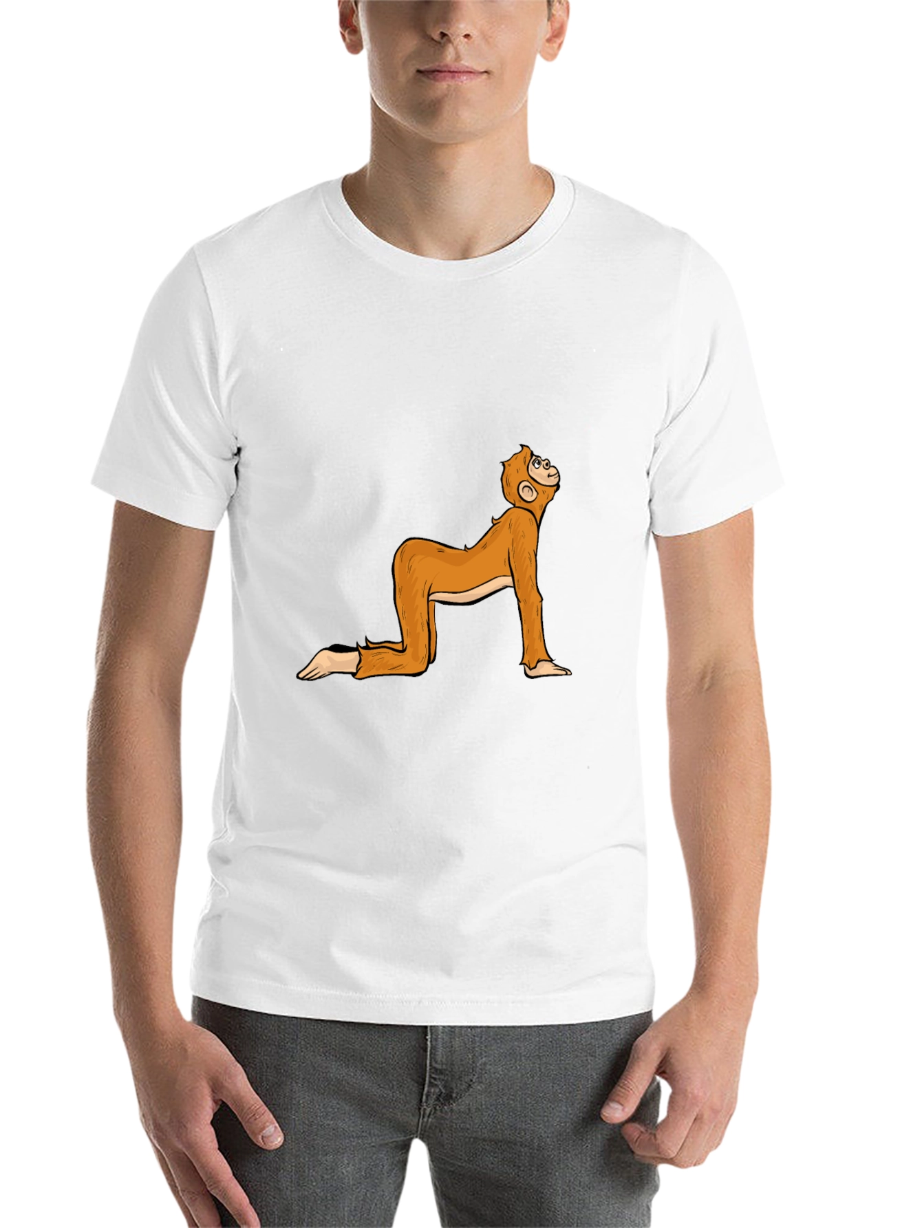 Black Funny Monkey Yoga Pose Black T-Shirt view 14