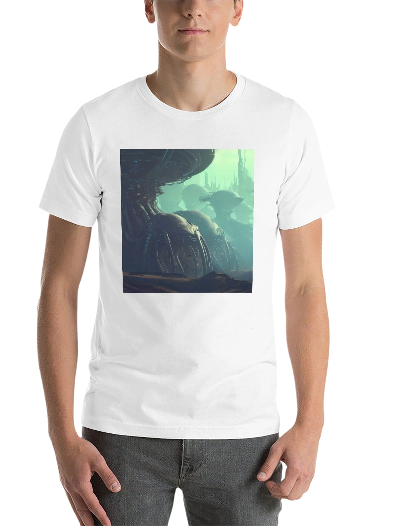 Black Sci-Fi City T-Shirt view 14