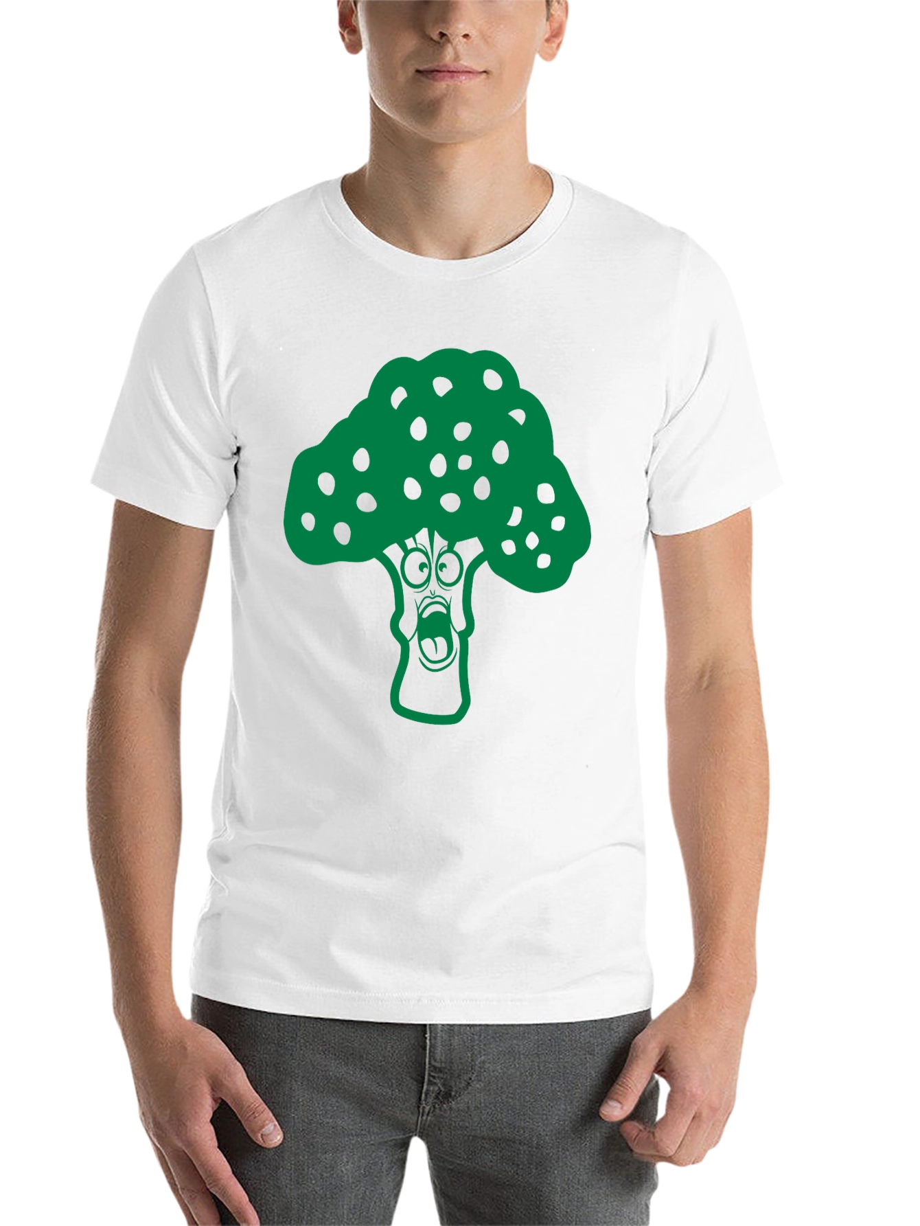 Black Cartoon Broccoli Graphic T-Shirt - Funny Vegan Tee view 14