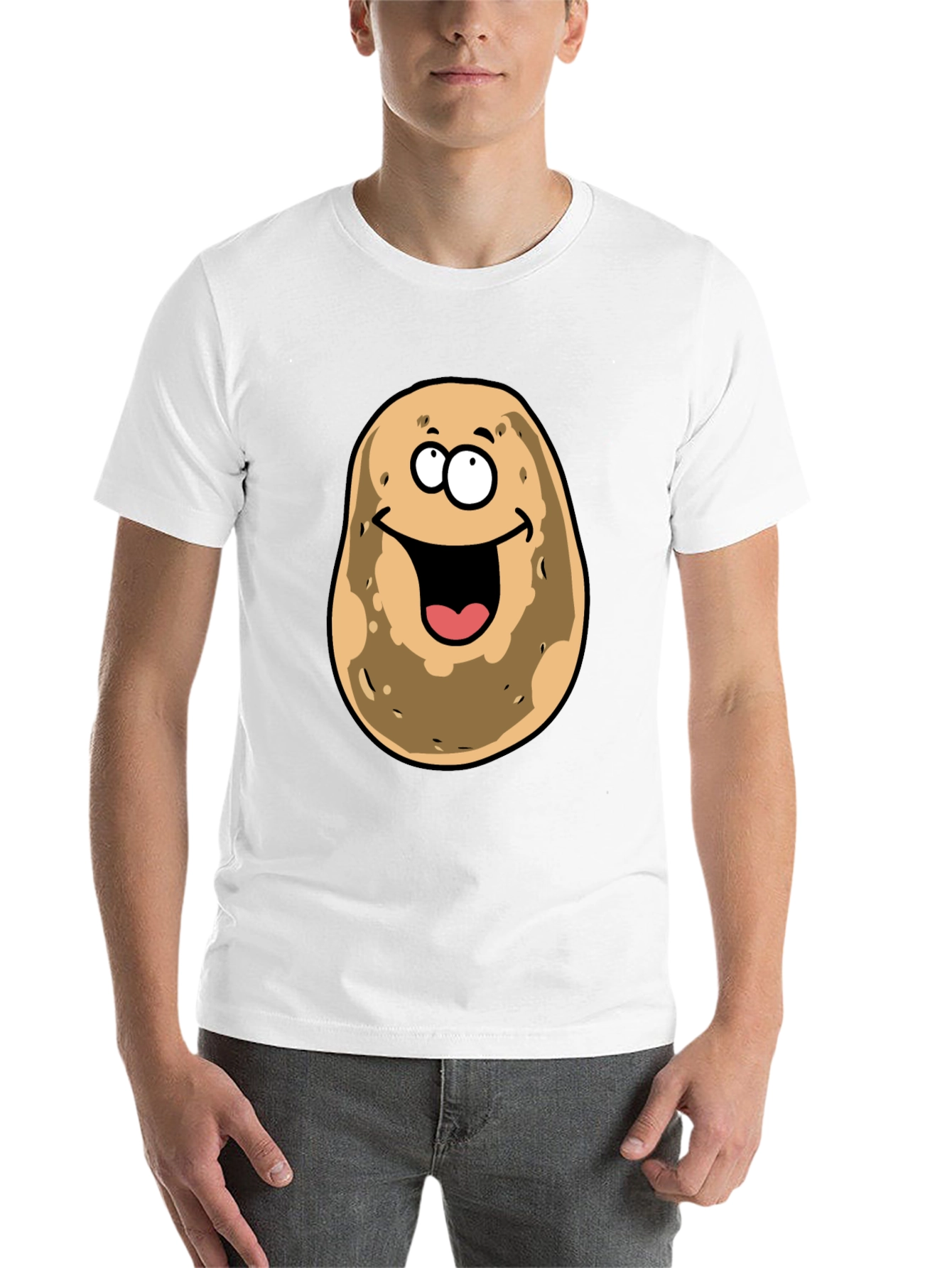 Black Funny Potato Face Black Graphic Tee view 14