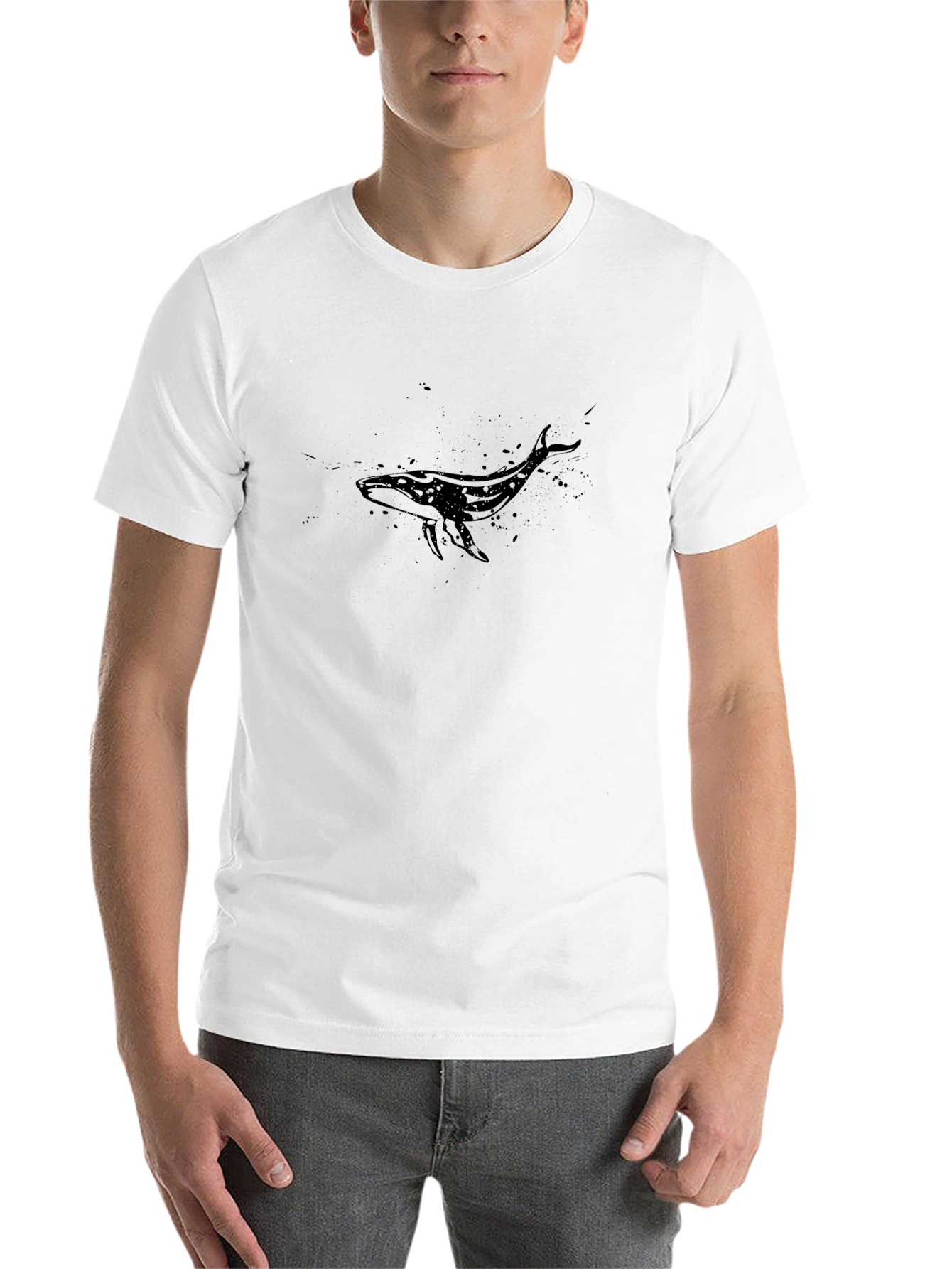 Black Whale Graphic Print Men's T-Shirt view 14