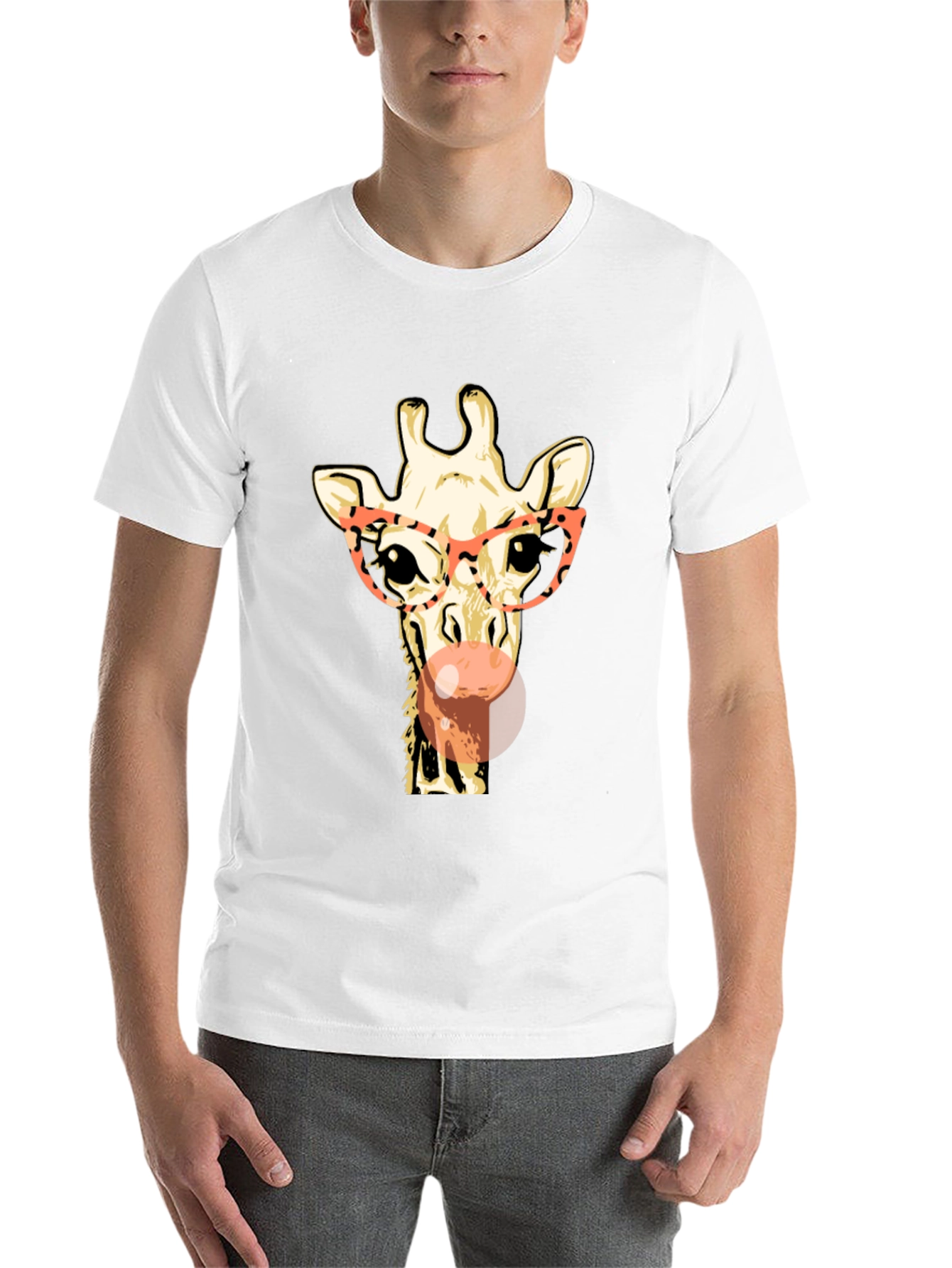 Black Giraffe with Glasses Graphic Tee - Stylish & Fun view 14