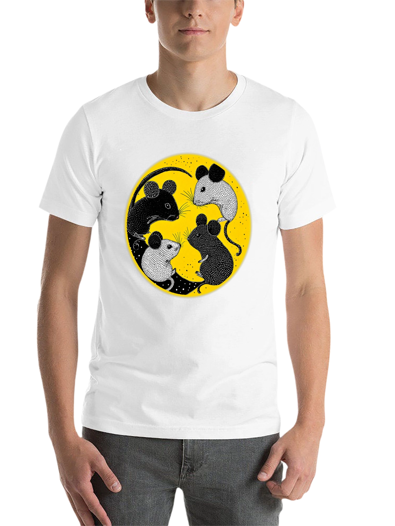 Black Yin Yang Mice Graphic Tee - Black view 14