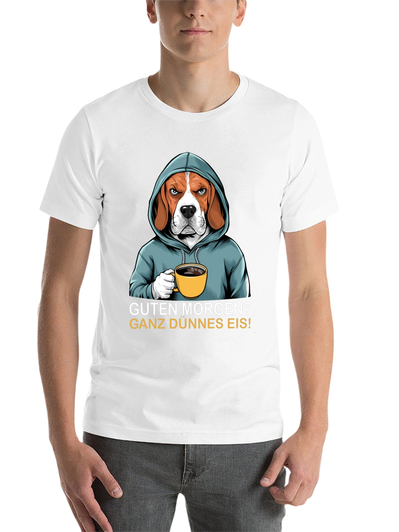 Black Grumpy Beagle T-Shirt - Guten Morgen view 14