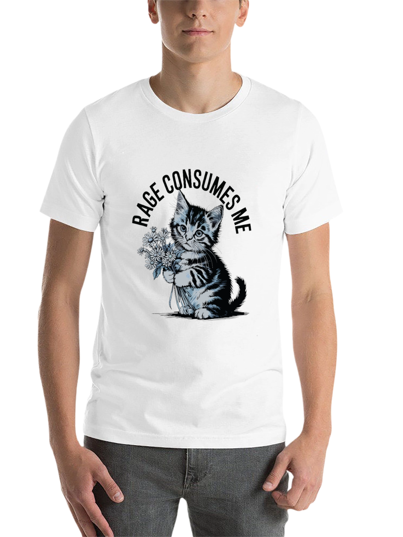 Black Rage Consumes Me Kitten T-Shirt - Black view 14