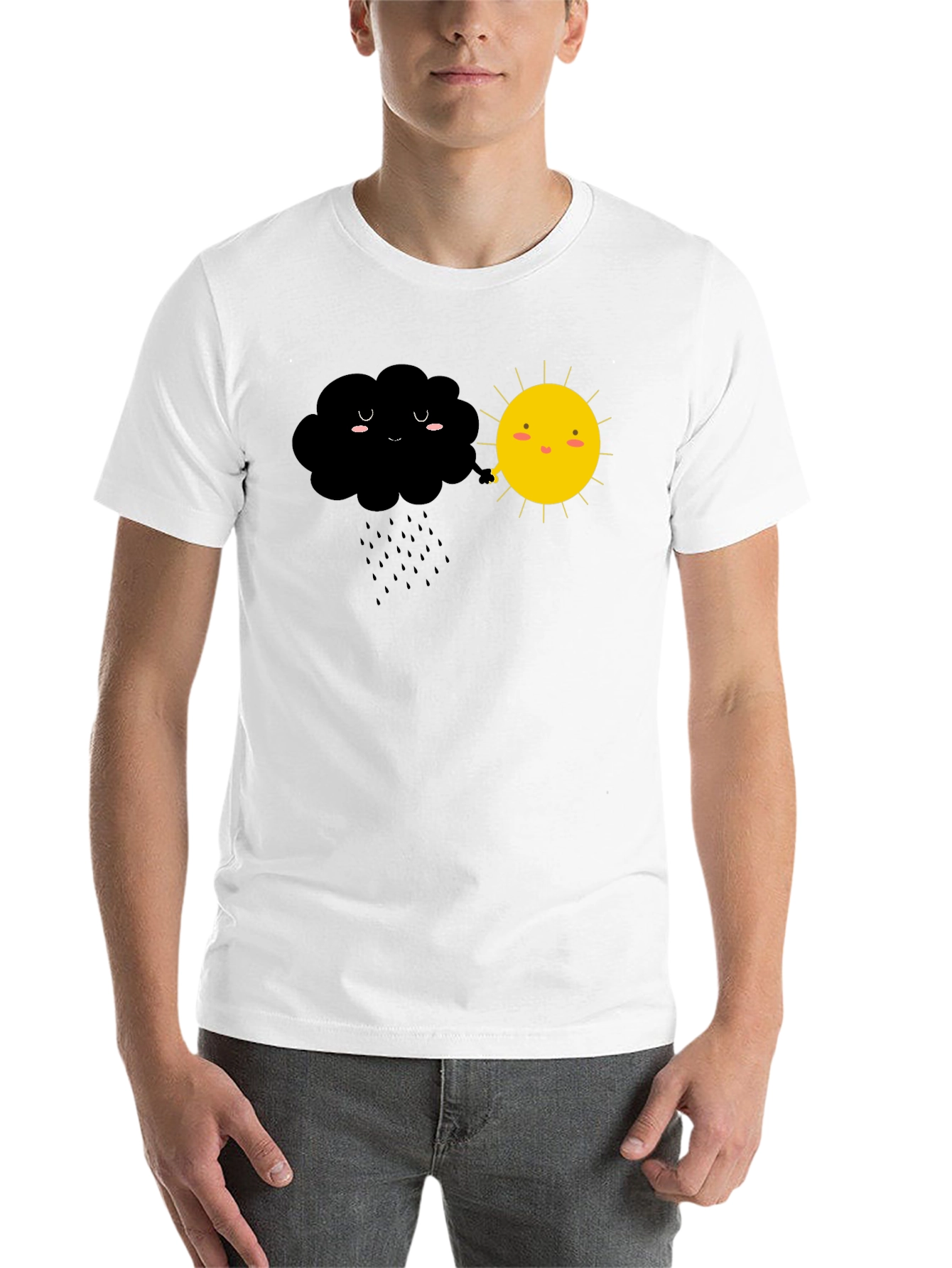 Black Cute Weather Cloud and Sun Graphic Tee view 14