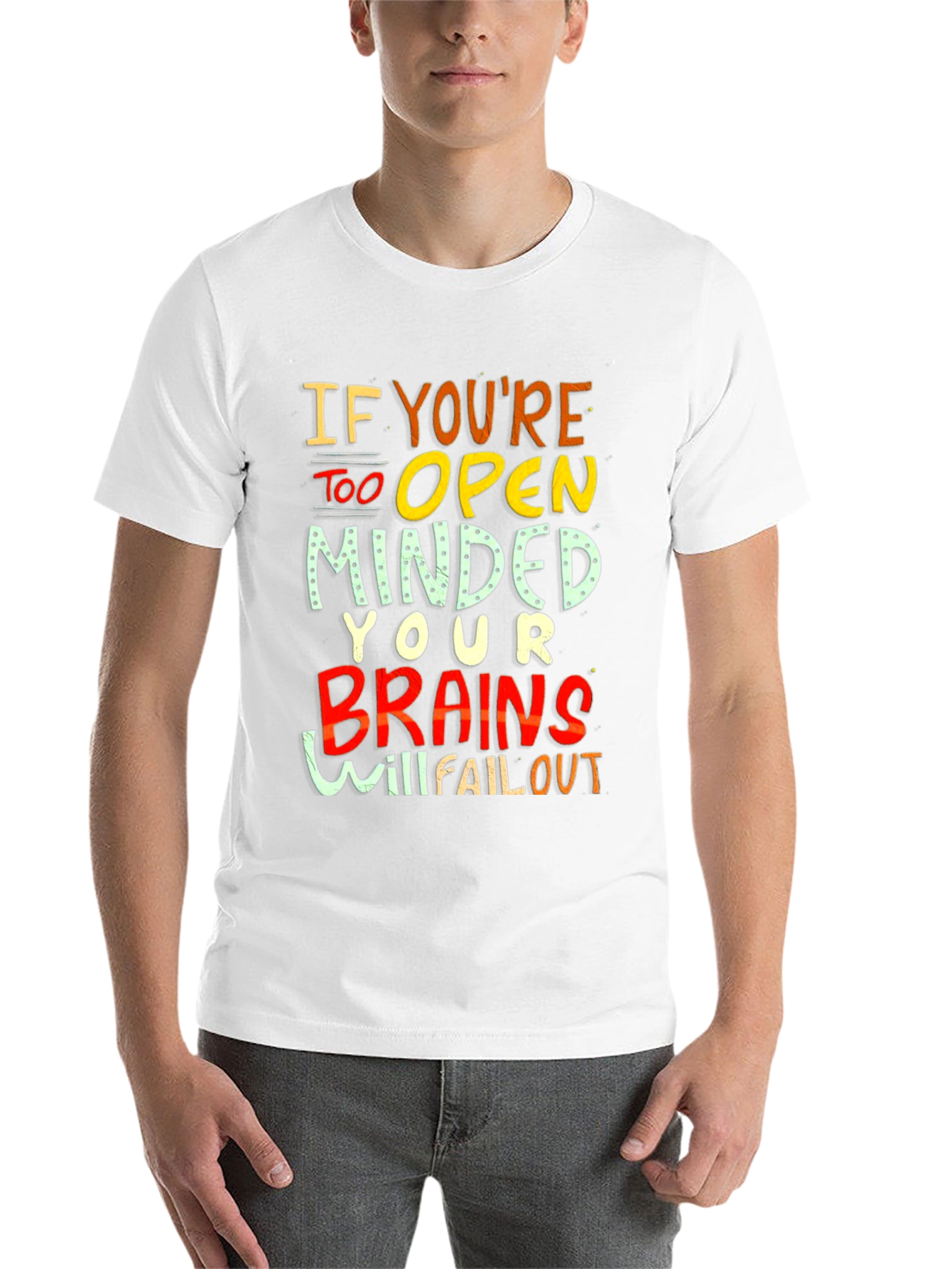Black Open Minded Graphic Tee - Brains Will Fall Out Funny T-Shirt view 14