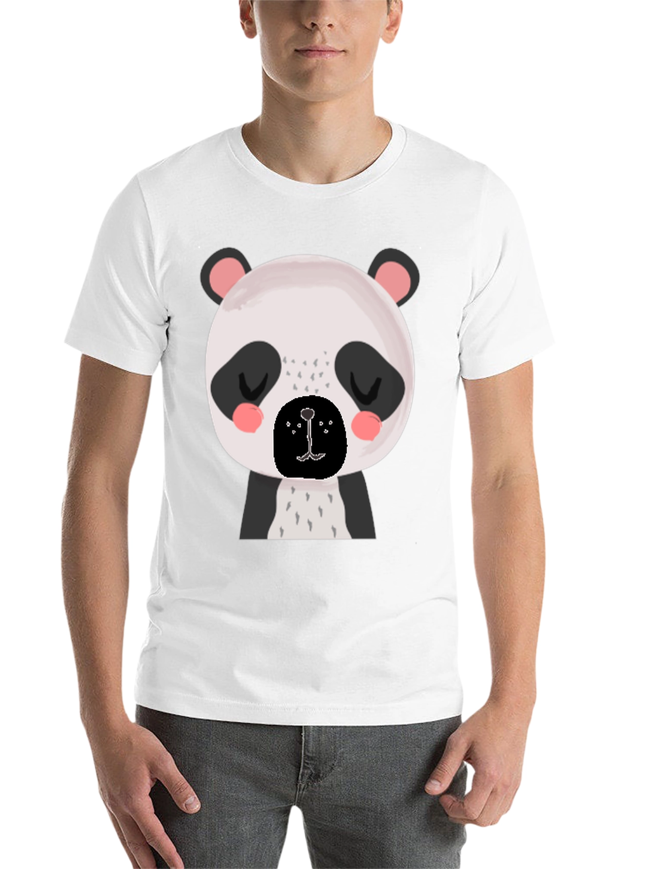 Black Cute Panda Bear Graphic Black T-Shirt view 14