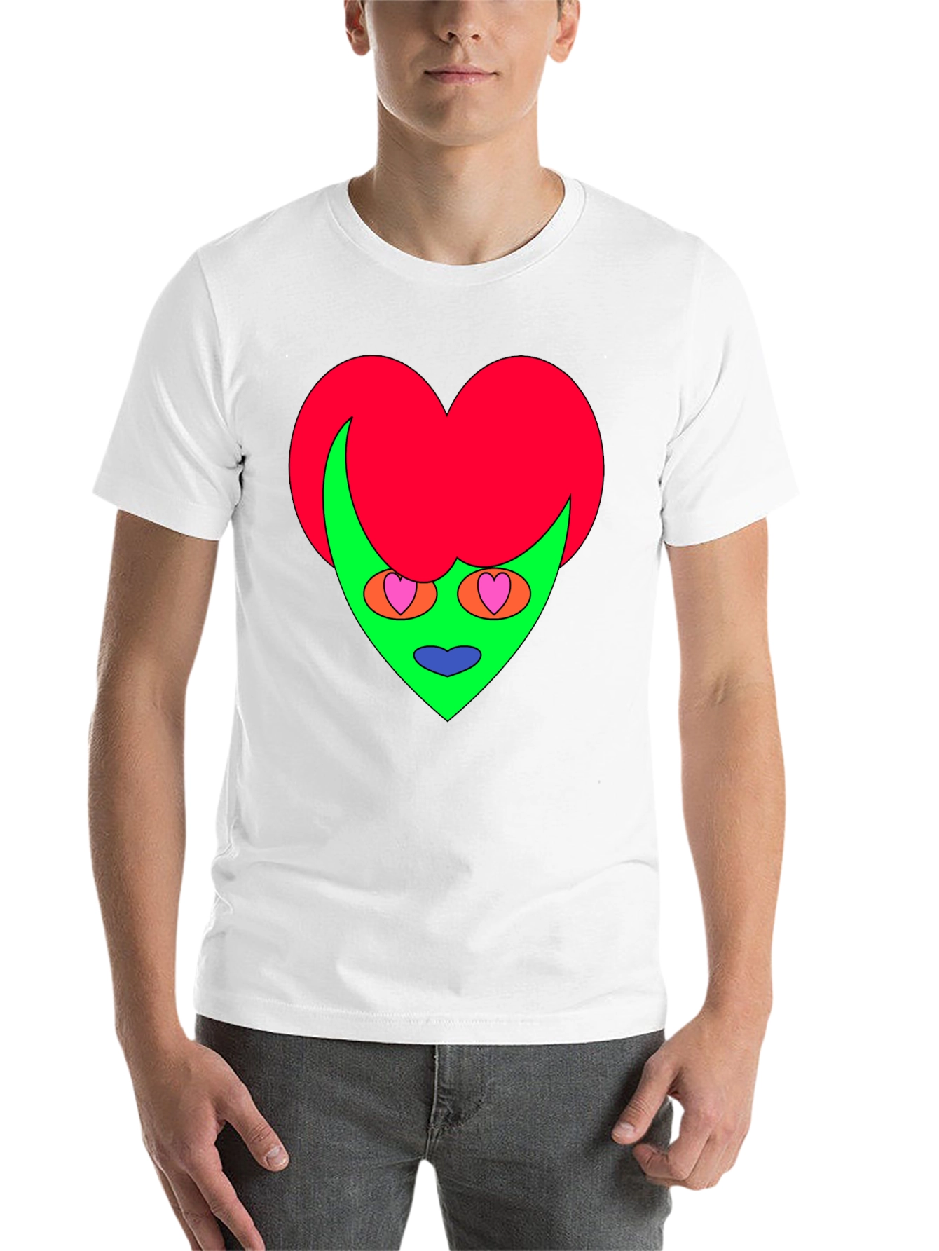 Black Funky Heart Alien Graphic Tee - Black view 14