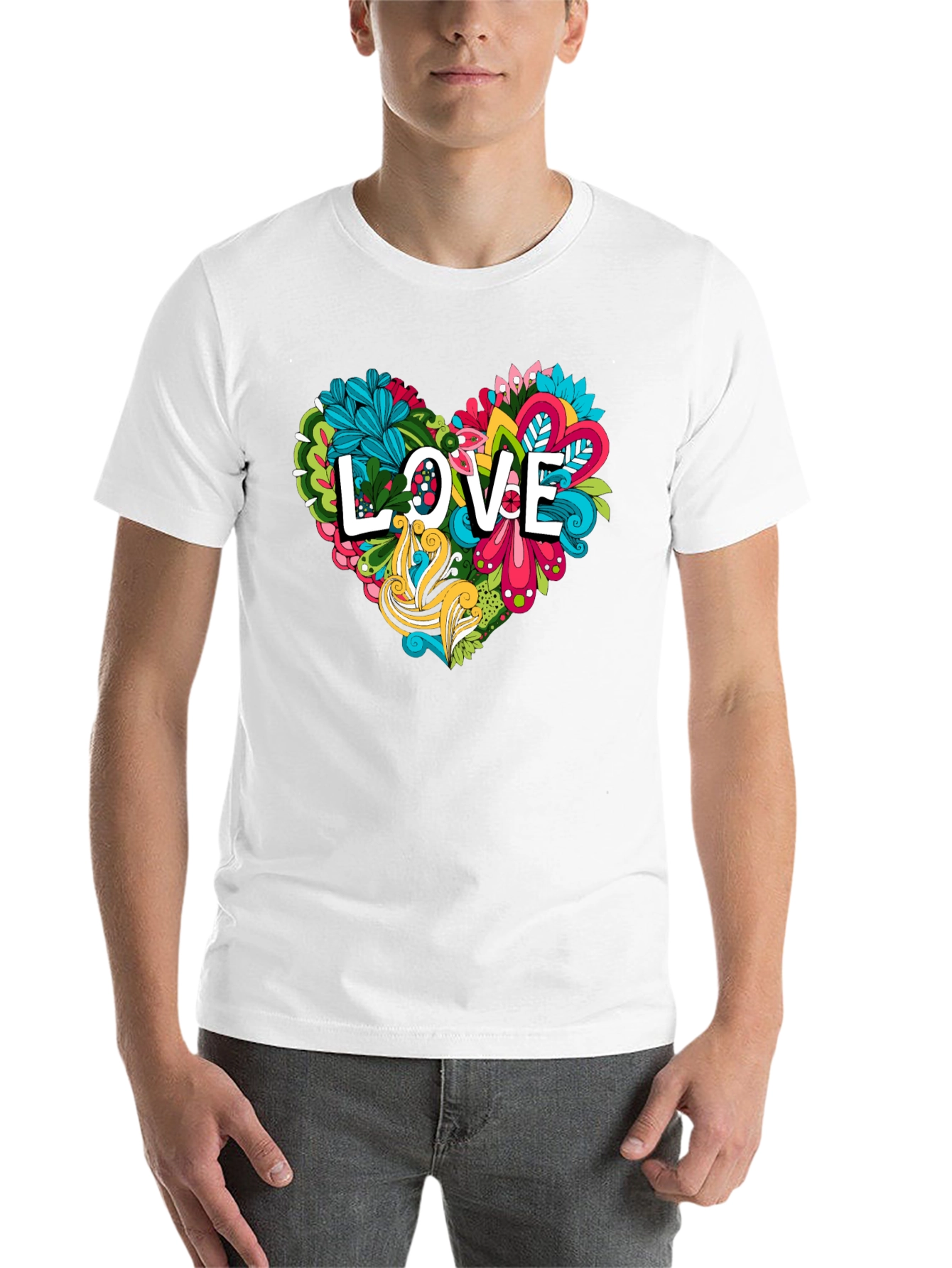 Black Love Heart Graphic Tee - Black Cotton Shirt view 14