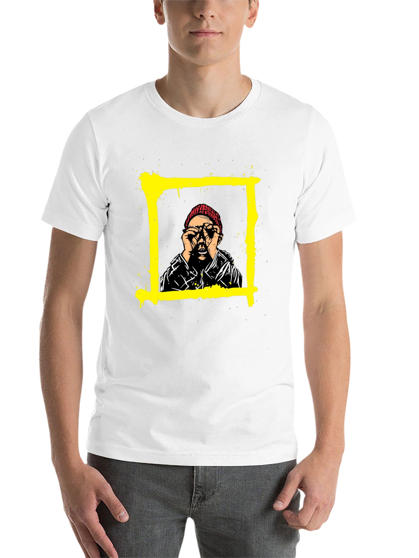 Black Edgy Graphic Tee: Man in Frame Design view 14