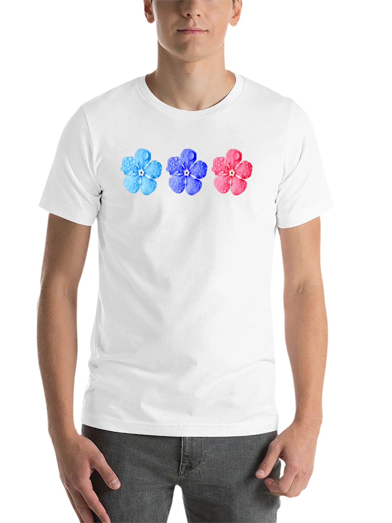 Black Floral T-Shirt - Forget-Me-Not Design view 14