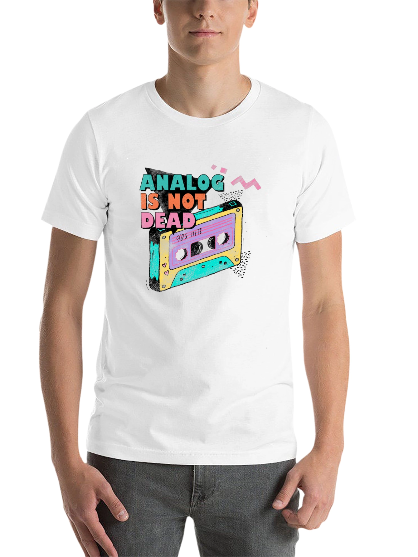 Black Analog is Not Dead T-Shirt: Retro 90s Cassette Tape Design view 14