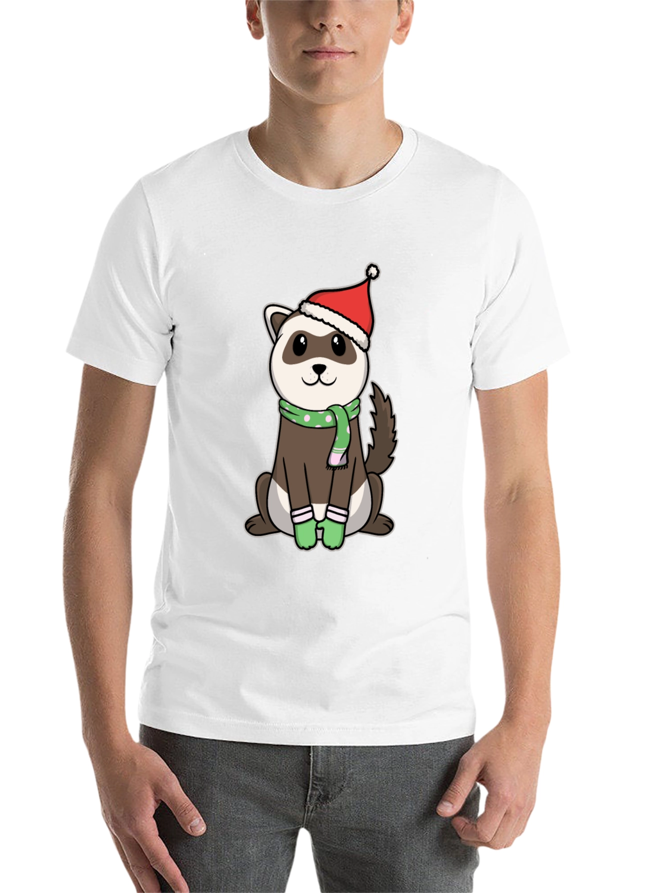 Black Festive Ferret Christmas T-Shirt view 14