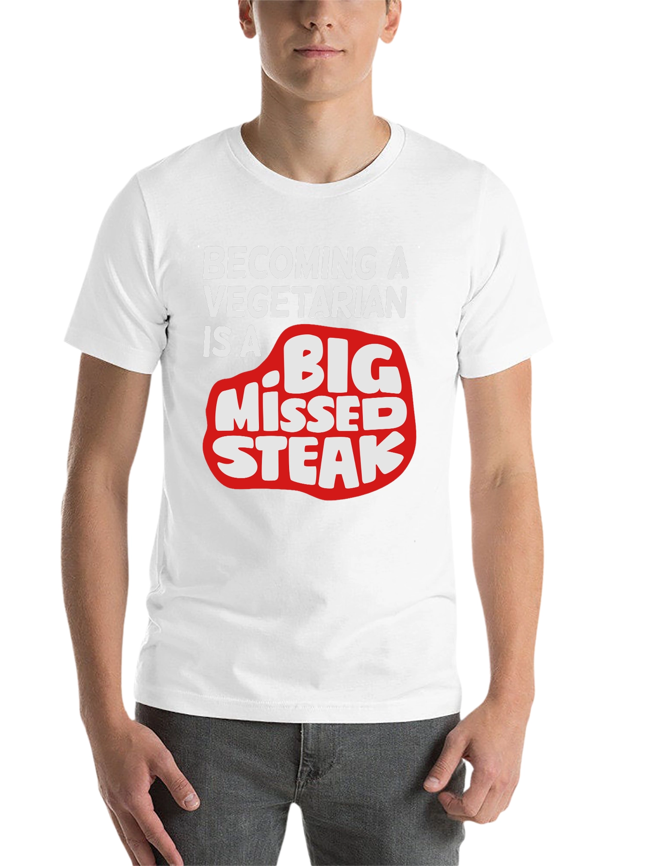 Black Funny Vegetarian Humor T-Shirt - Big Missed Steak view 14