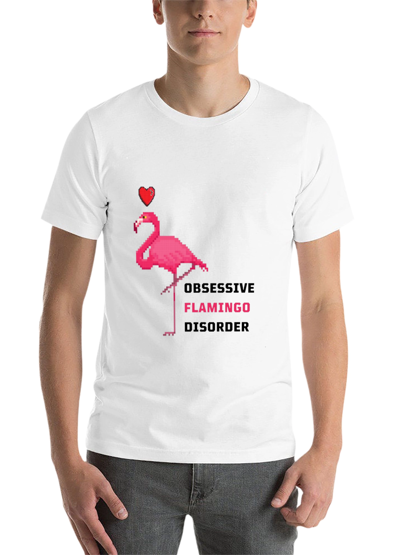 Black Obsessive Flamingo Disorder Graphic T-Shirt view 14