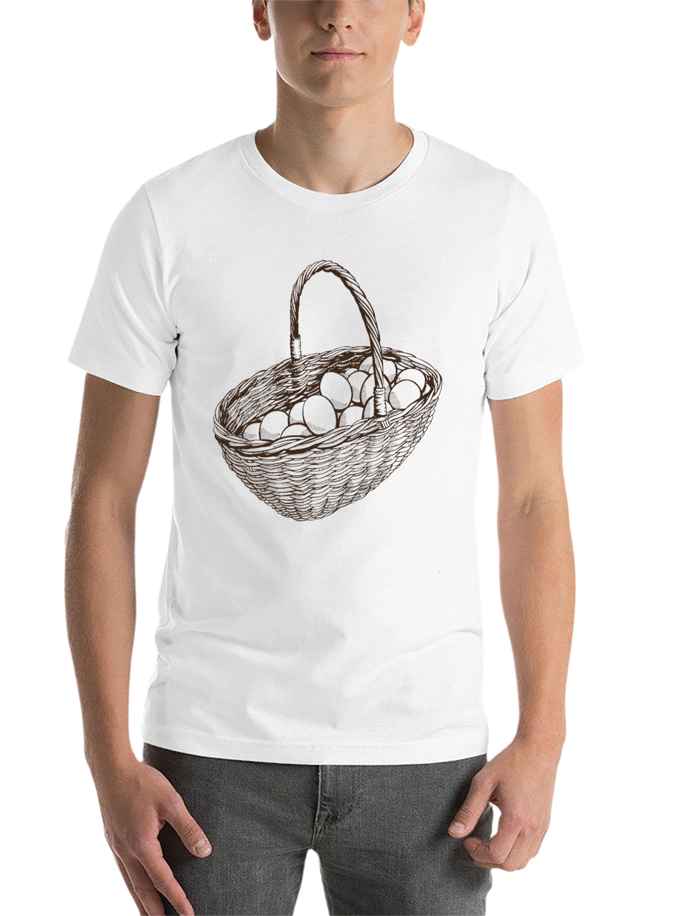 Basket of Eggs Graphic Tee - Black Cotton Blend - 14