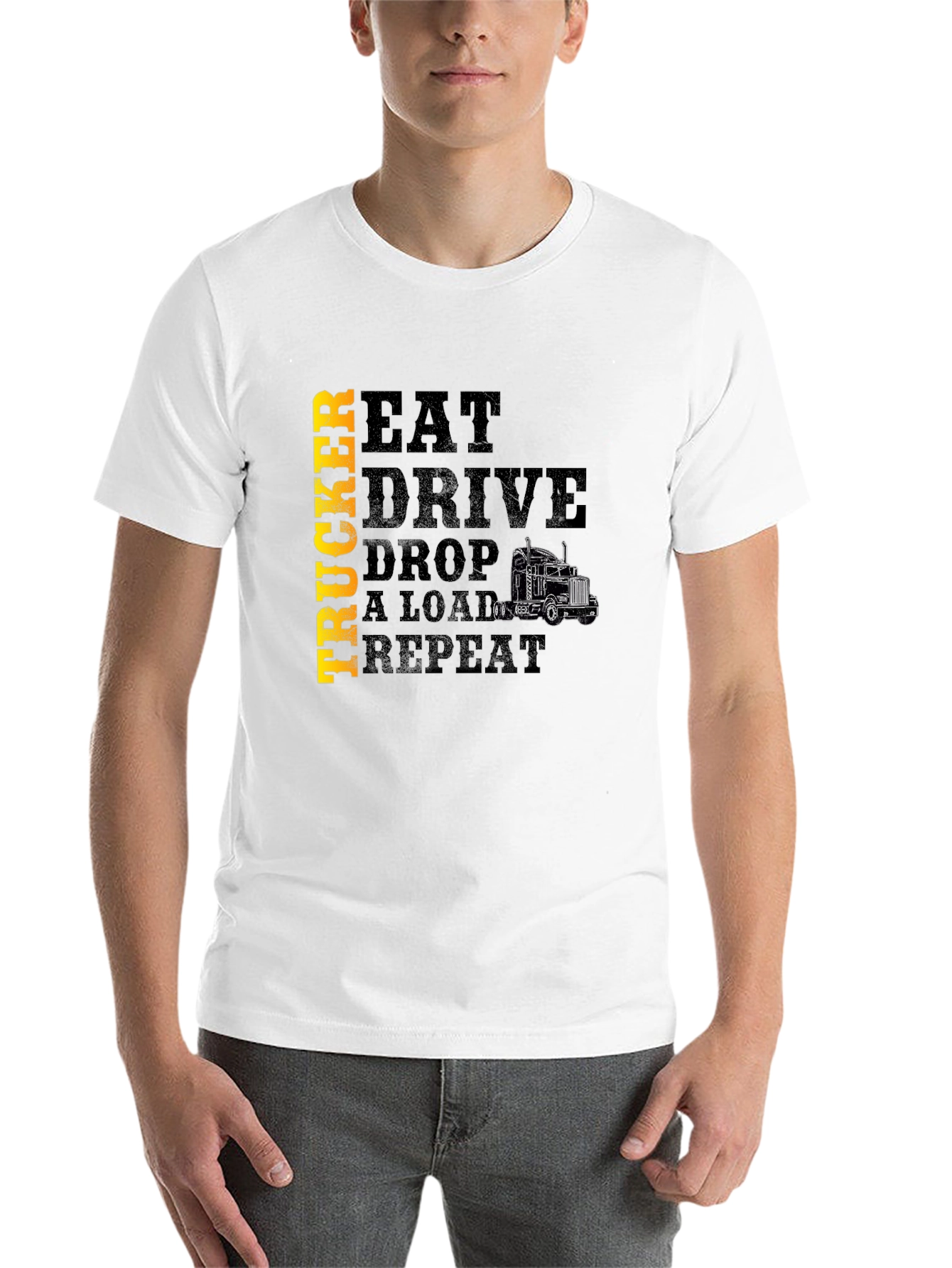 Black Trucker Eat Drive Drop a Load T-Shirt view 14