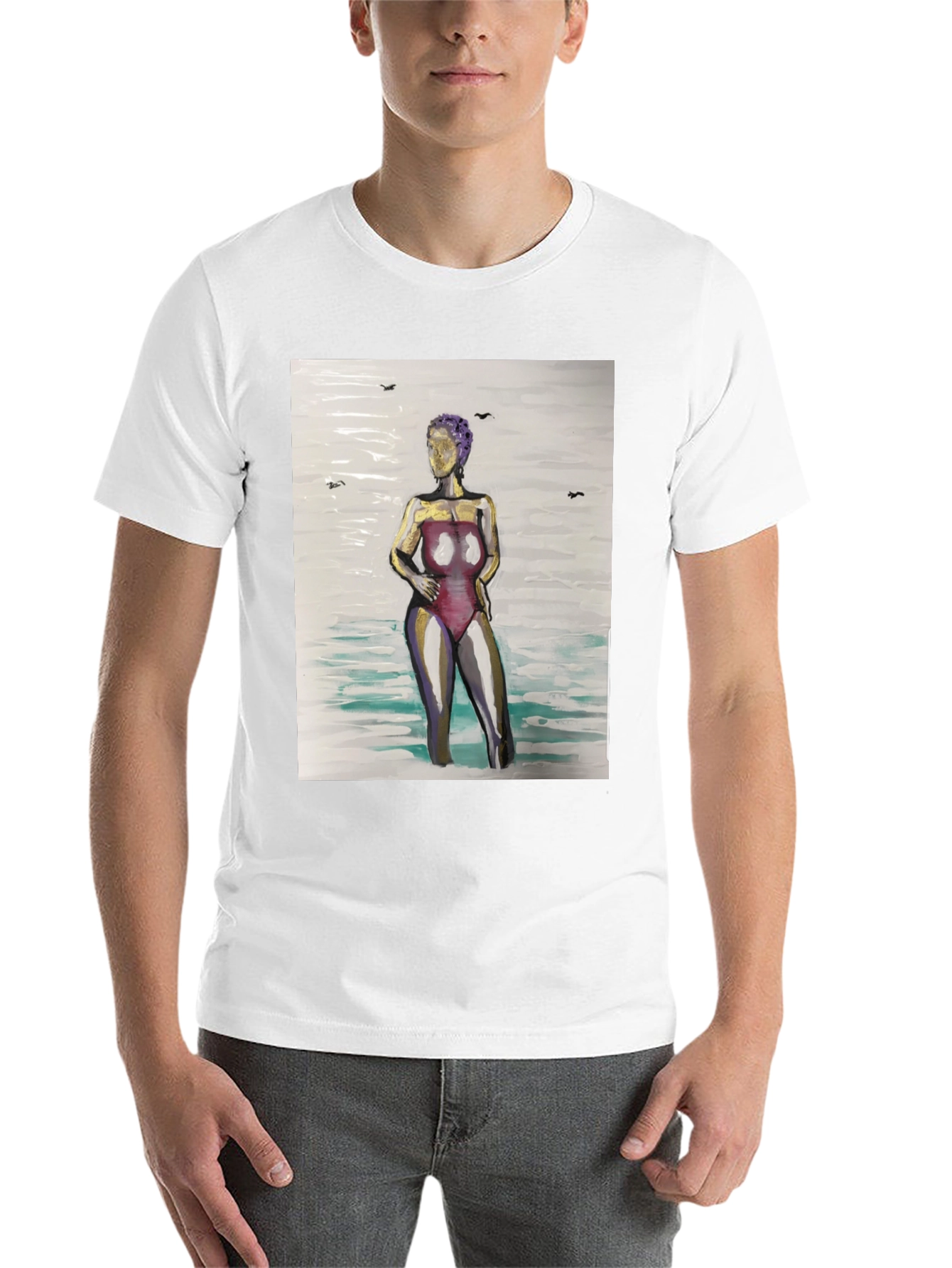 Black Unique Woman in Water Graphic Tee - Black view 14