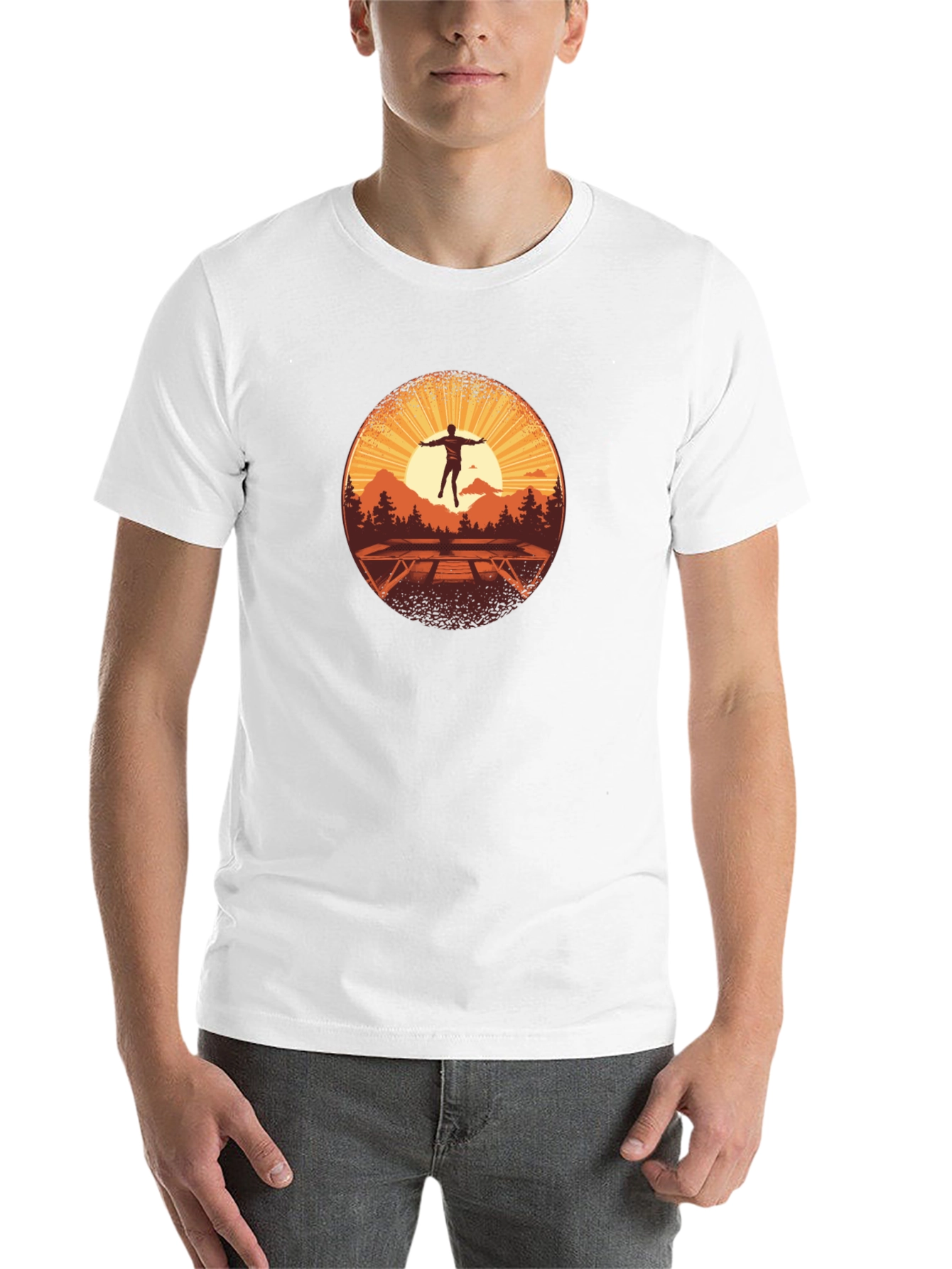 Black Sunrise Trampoline T-Shirt - Nature Scene view 14