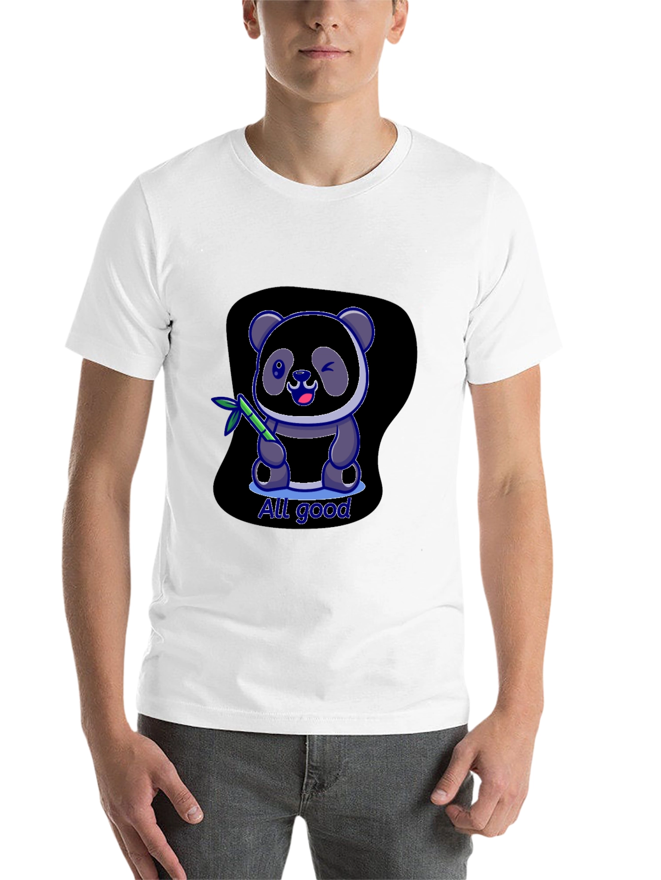 Black All Good Panda T-Shirt - Soft Cotton Blend view 14