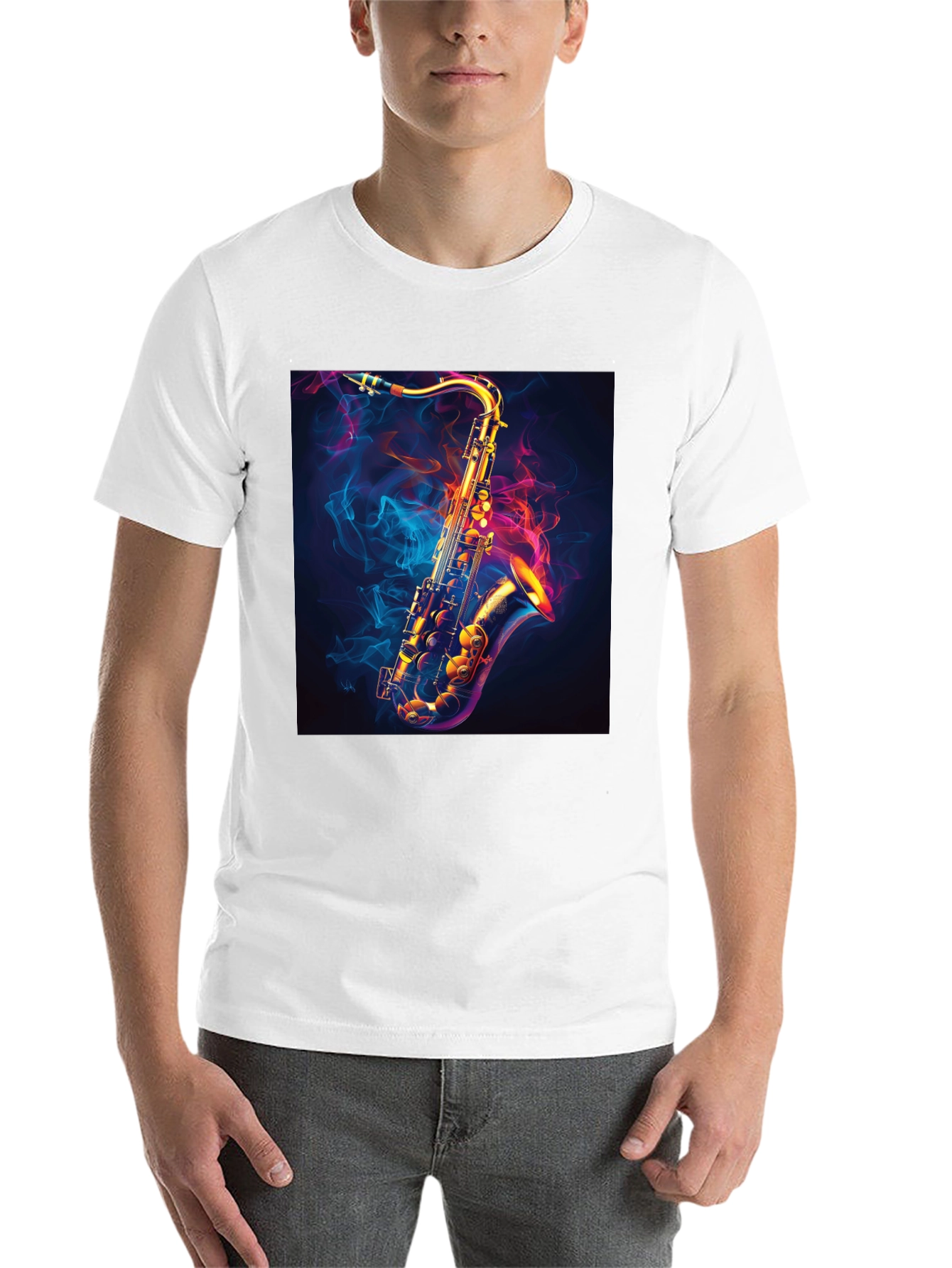 Black Saxophone Graphic Black T-Shirt - Cool Musical Tee view 14