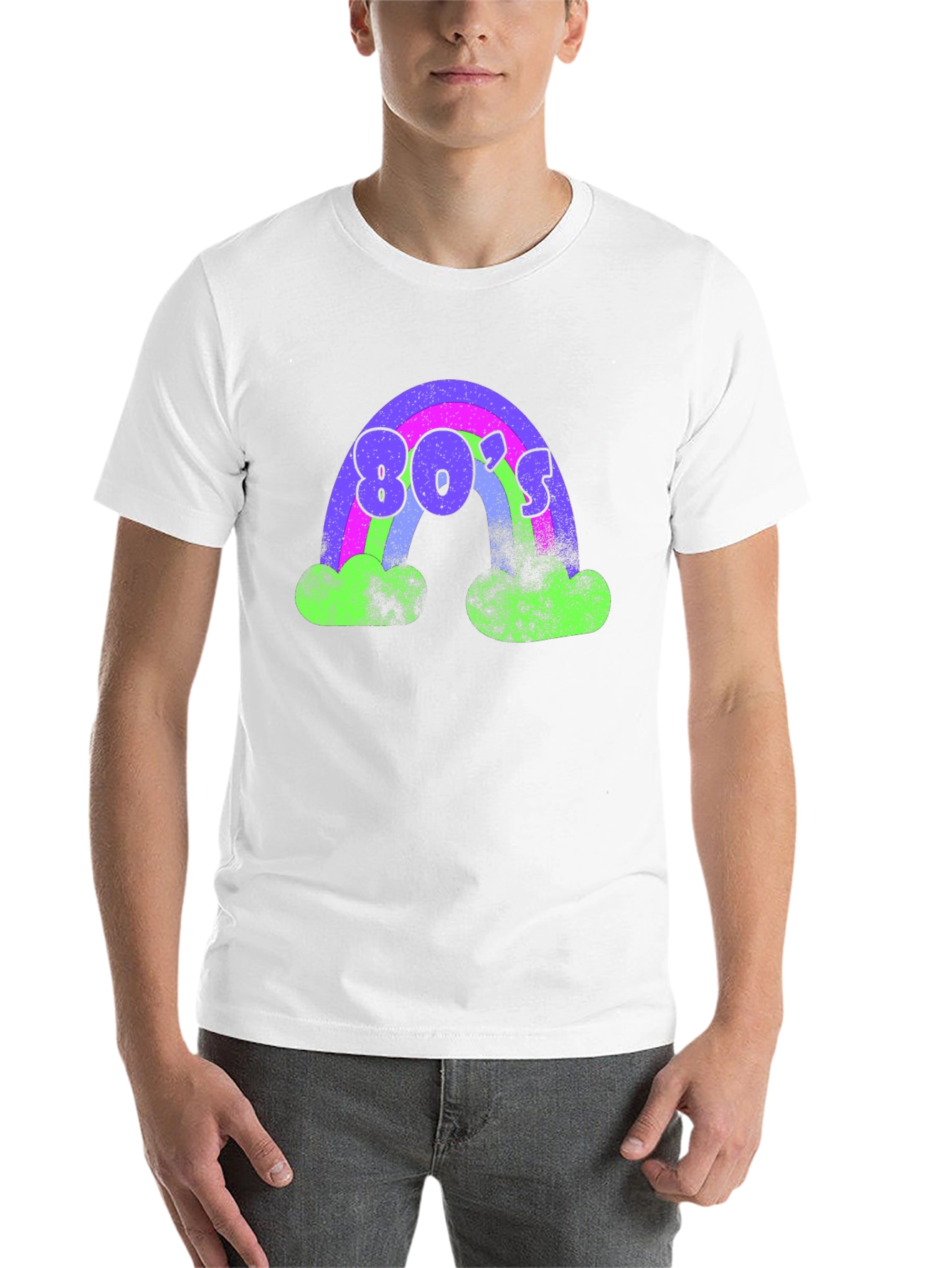 Black Retro 80's Rainbow T-Shirt view 14