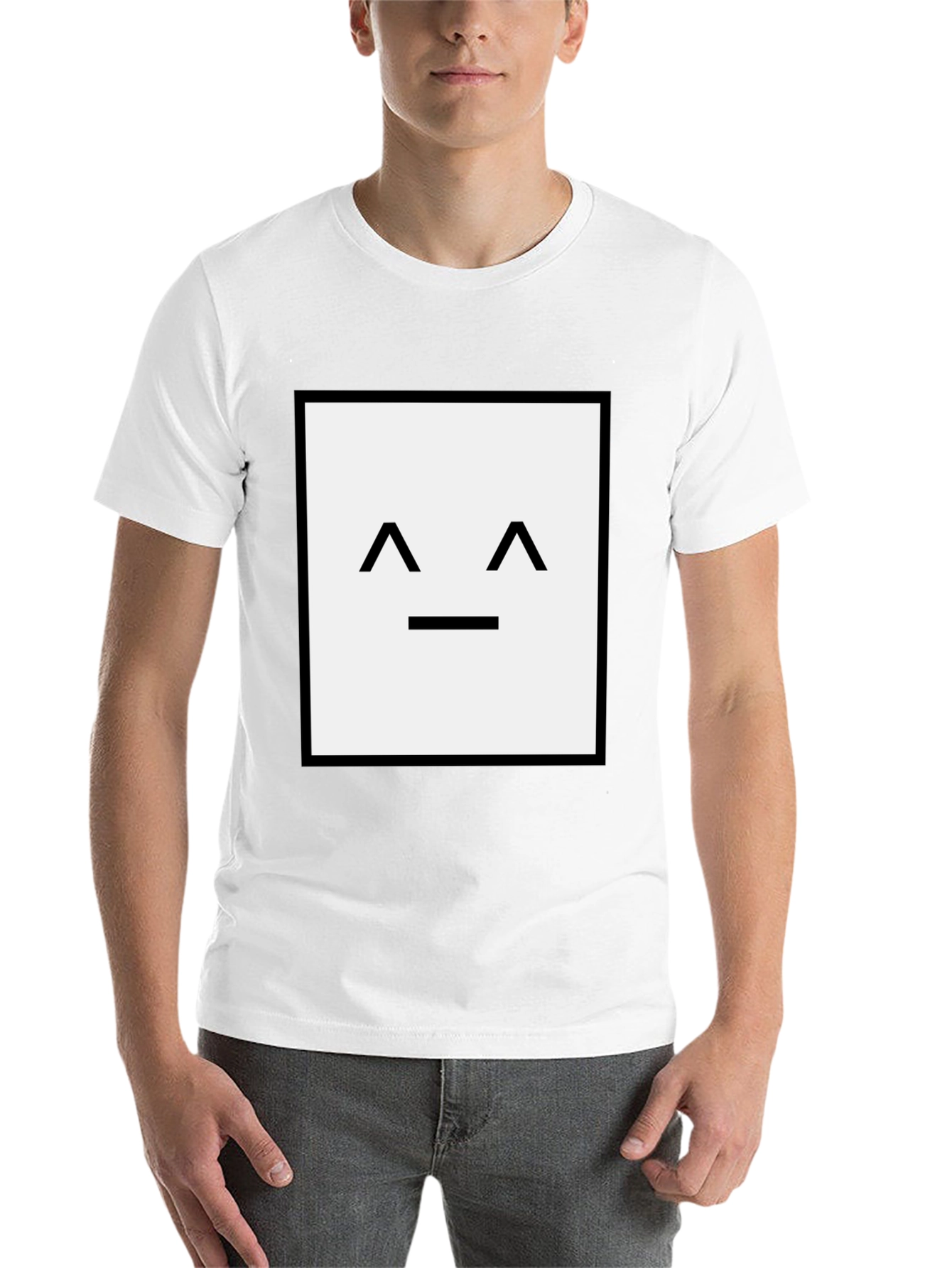 Black Minimalist Face Graphic Tee - Black Soft Cotton view 14