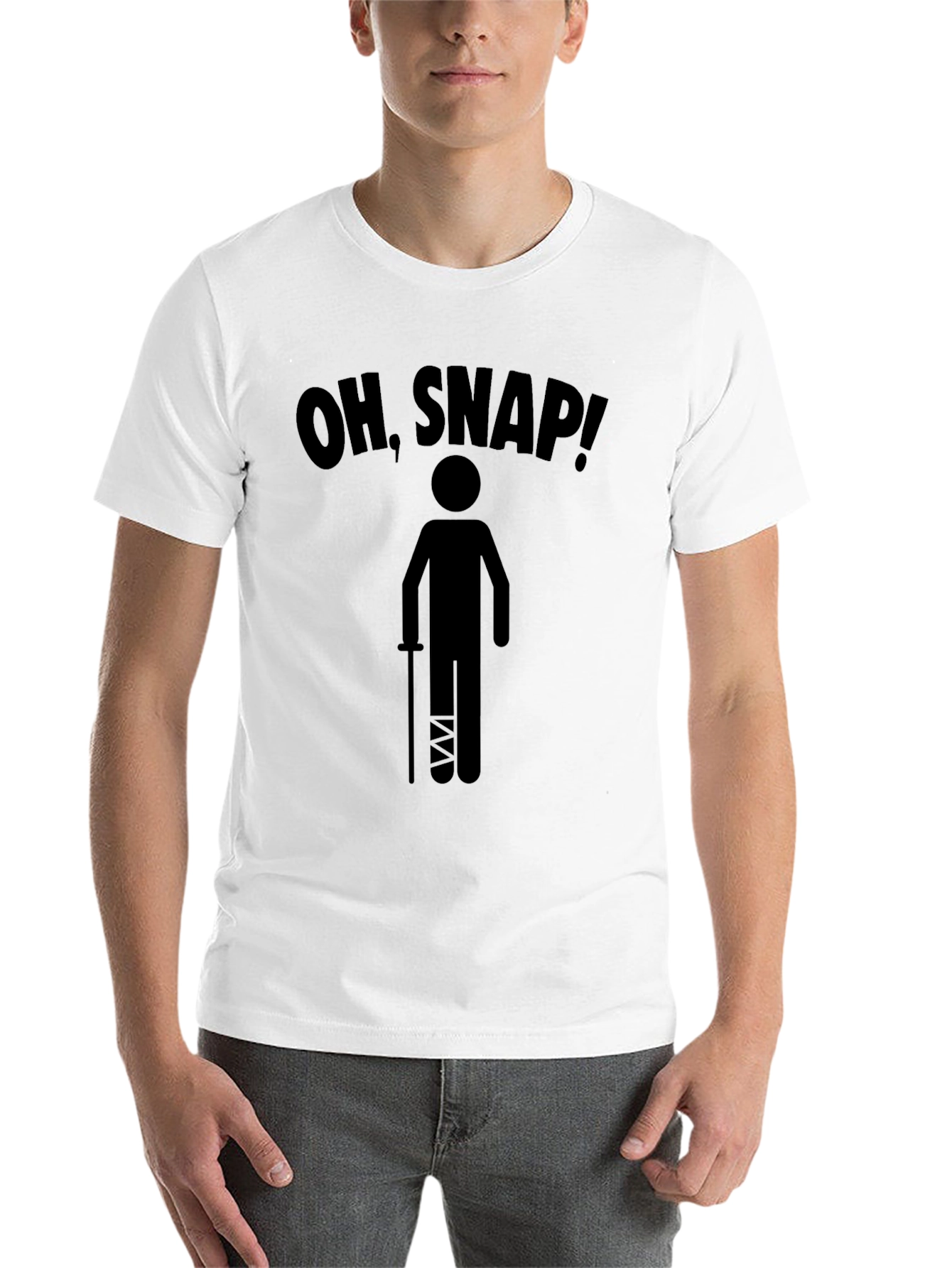 Black Oh, Snap! Broken Leg Humor T-Shirt view 14