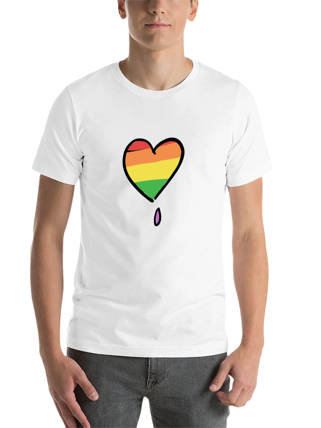Black Rainbow Heart Pride T-Shirt - Black view 14