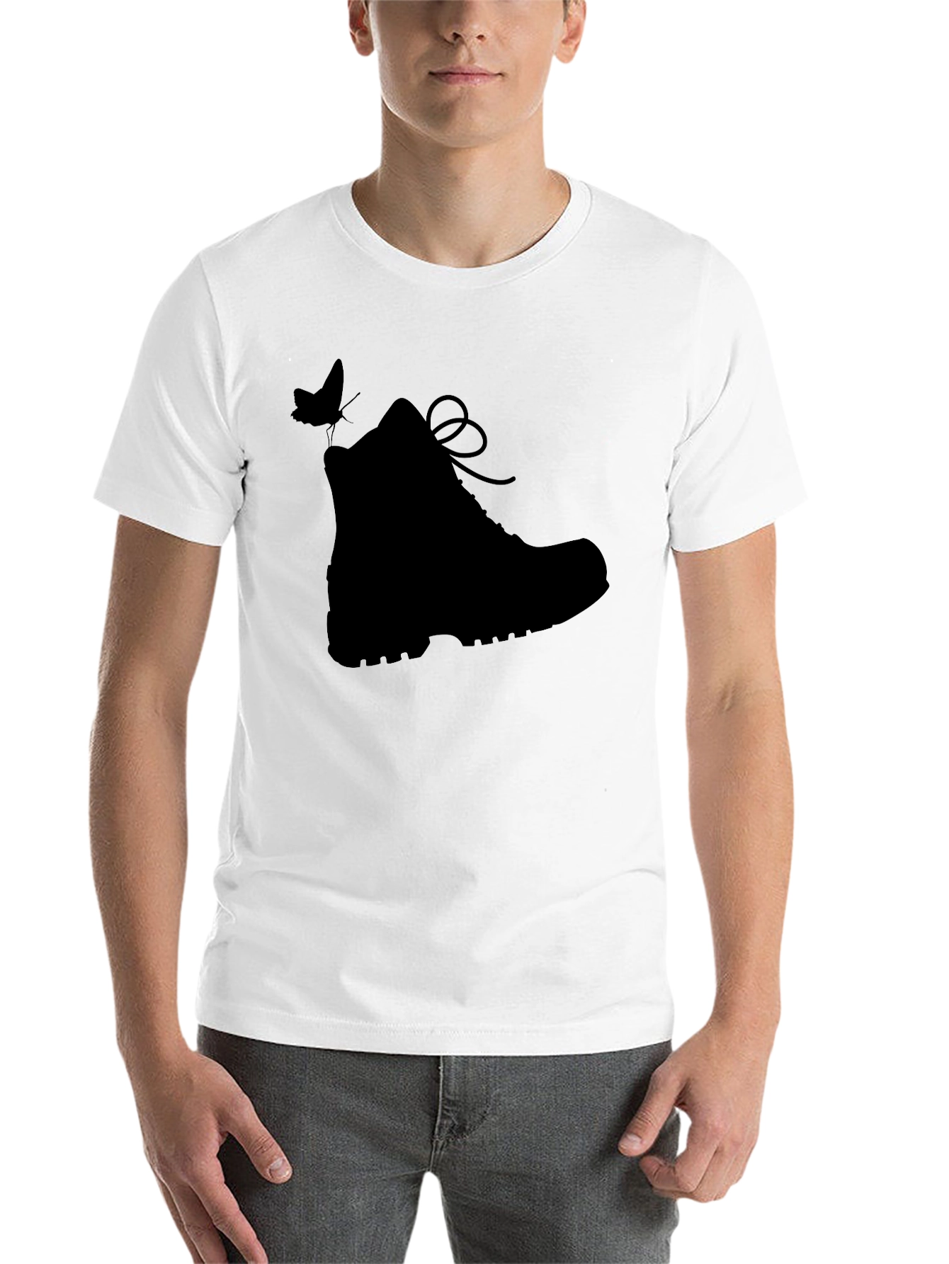 Black Black Hiking Boot & Butterfly Graphic T-Shirt view 14