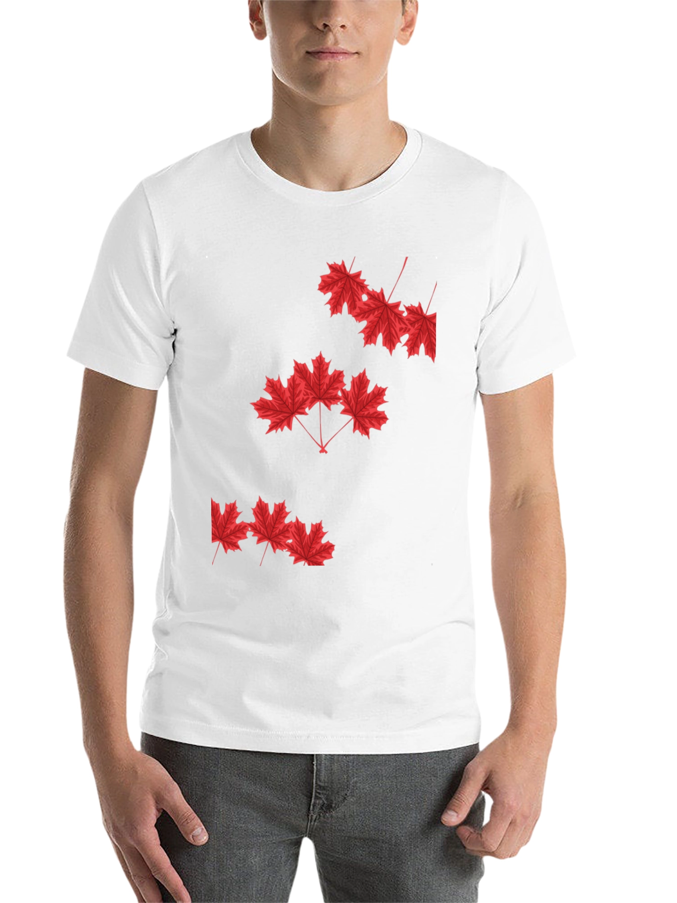Black Maple Leaf Graphic Print Black T-Shirt view 14