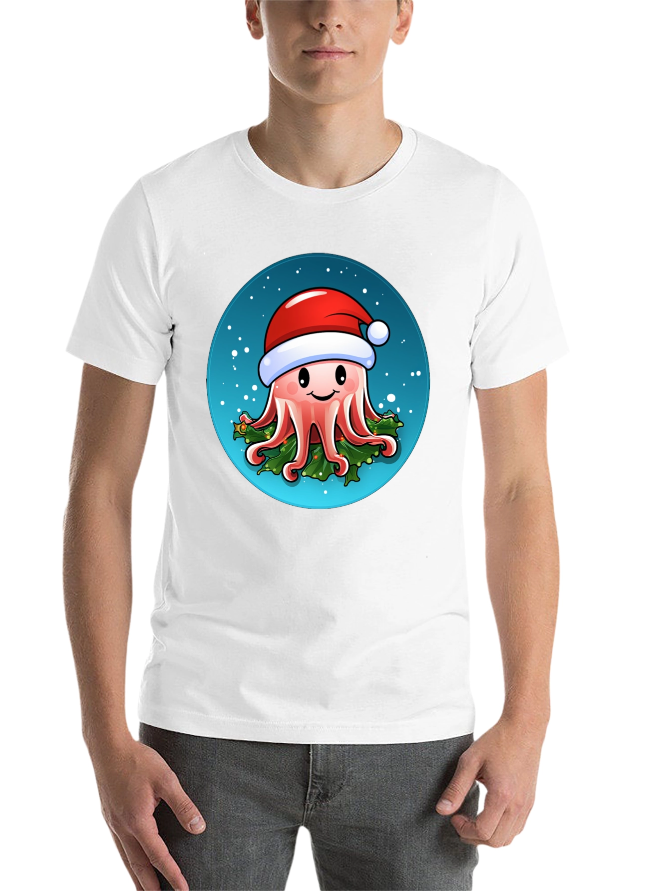 Black Festive Octopus T-Shirt - Holiday Sea Creature Tee view 14