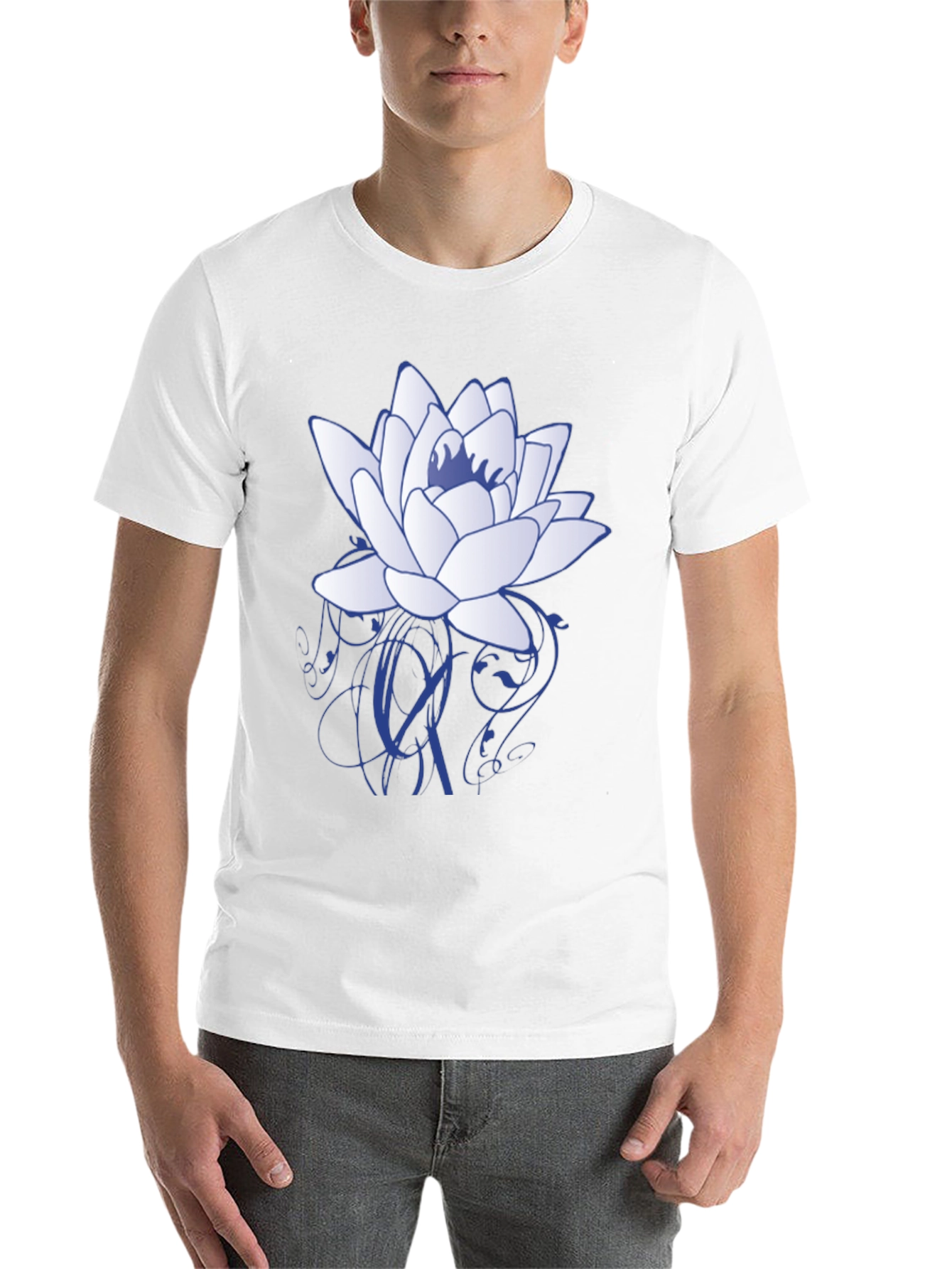 Black Lotus Flower Graphic T-Shirt - Stylish Casual Wear view 14