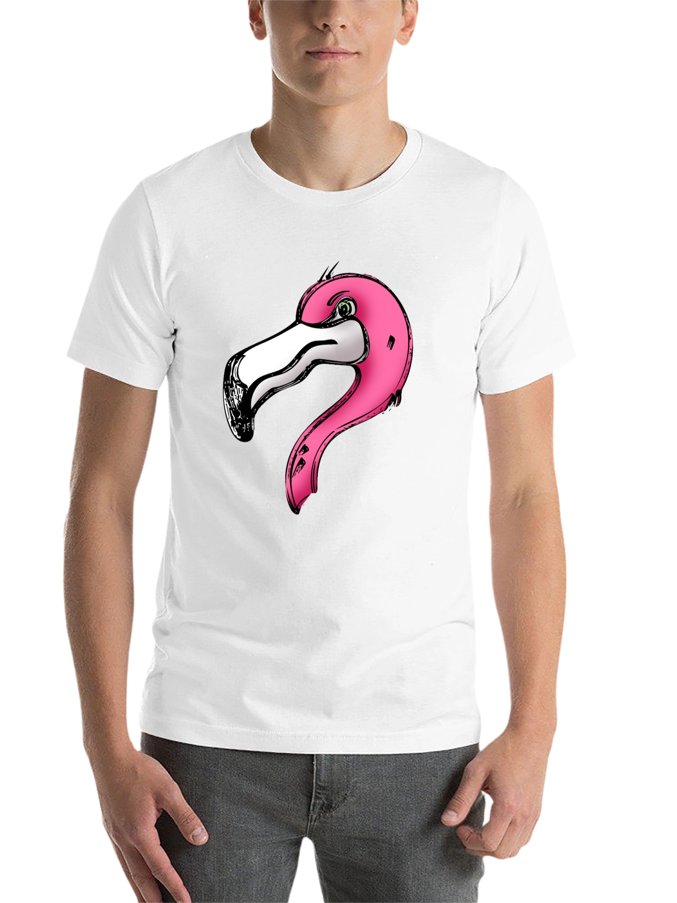 Black Pink Flamingo Graphic Print Black T-Shirt view 14
