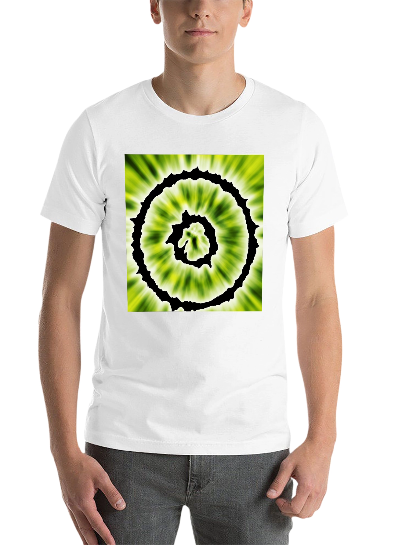 Black Abstract Spiral Graphic Black T-Shirt view 14