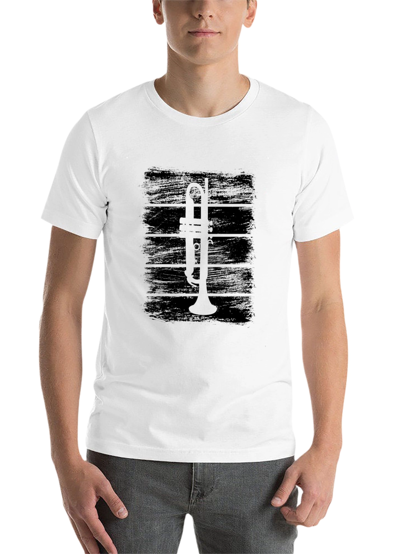 Black Trumpet Graphic Tee - Black Cotton T-Shirt view 14