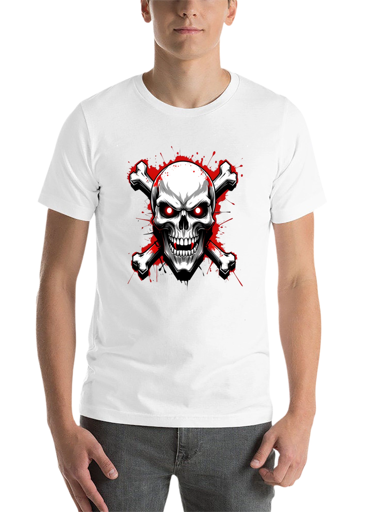Black Skull and Crossbones Graphic Tee view 14