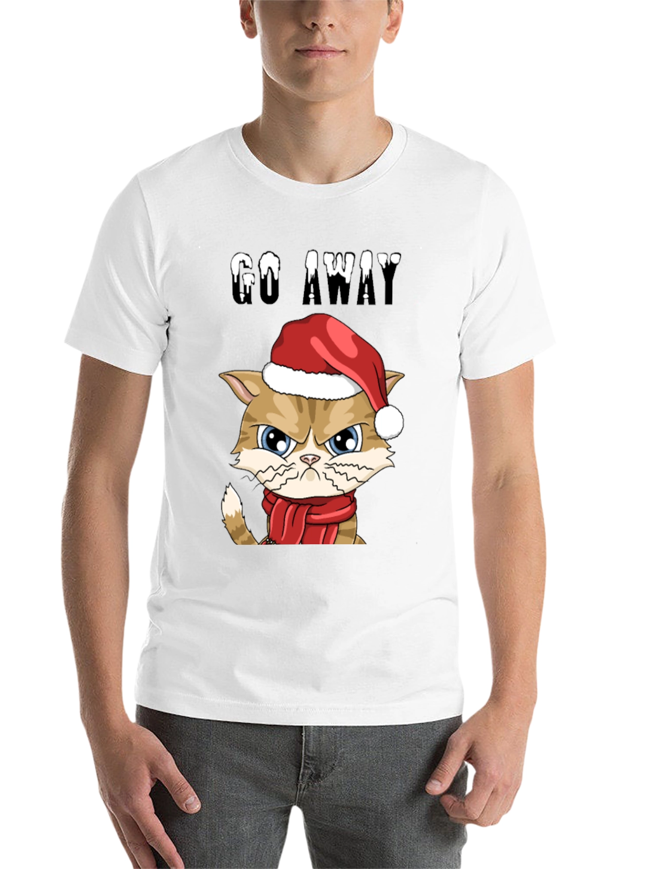 Black Grumpy Cat Christmas T-Shirt - Go Away view 14