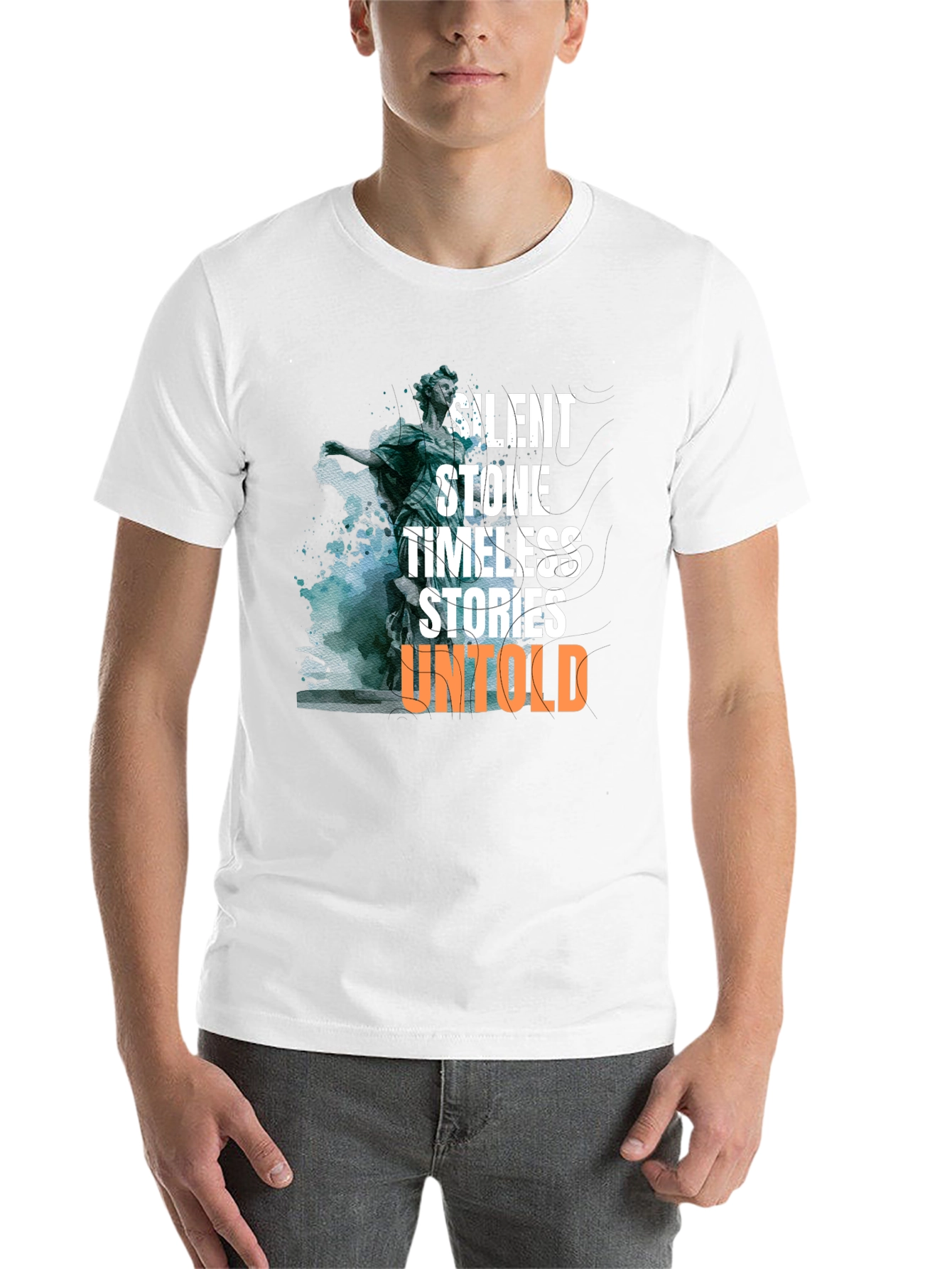 Black Silent Stone Graphic Tee -  Statue & Stories T-Shirt view 14