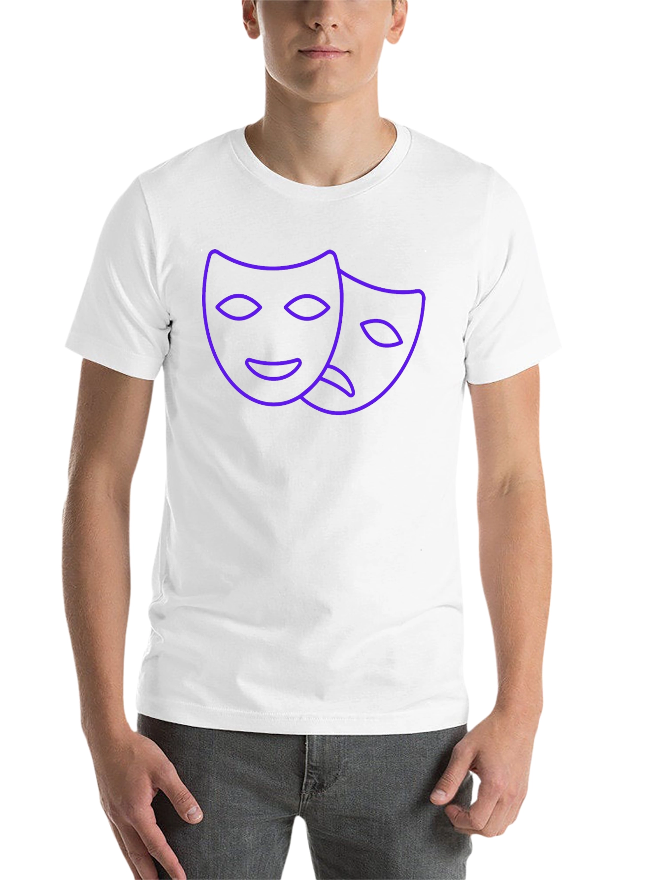 Drama Masks Graphic Tee - Black Crew Neck T-Shirt - 14