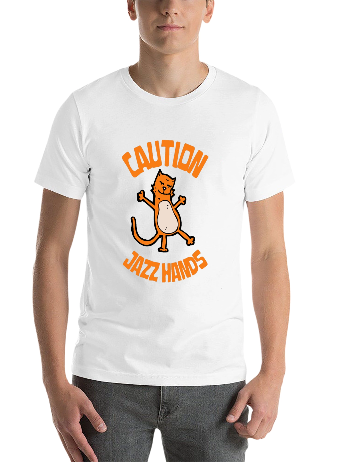 Black Caution Jazz Hands Cat Graphic Tee - Black view 14