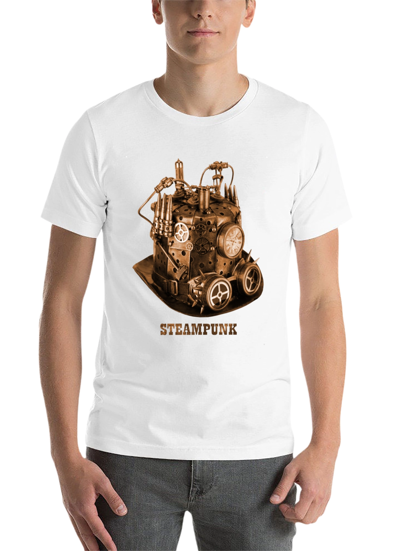 Black Steampunk Hat Graphic T-Shirt - Unique Design view 14