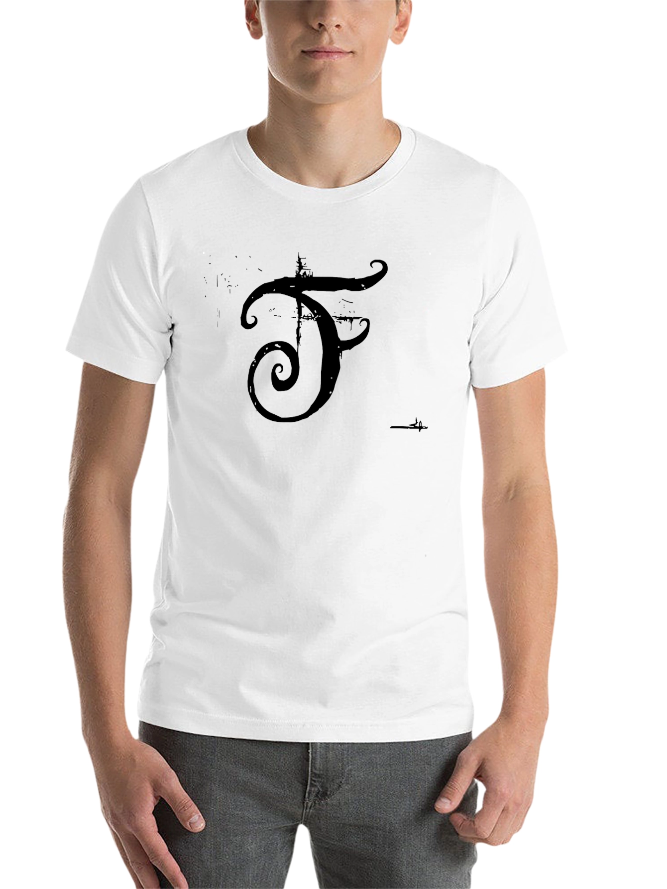 Black Black T-Shirt with Distressed F Logo view 14