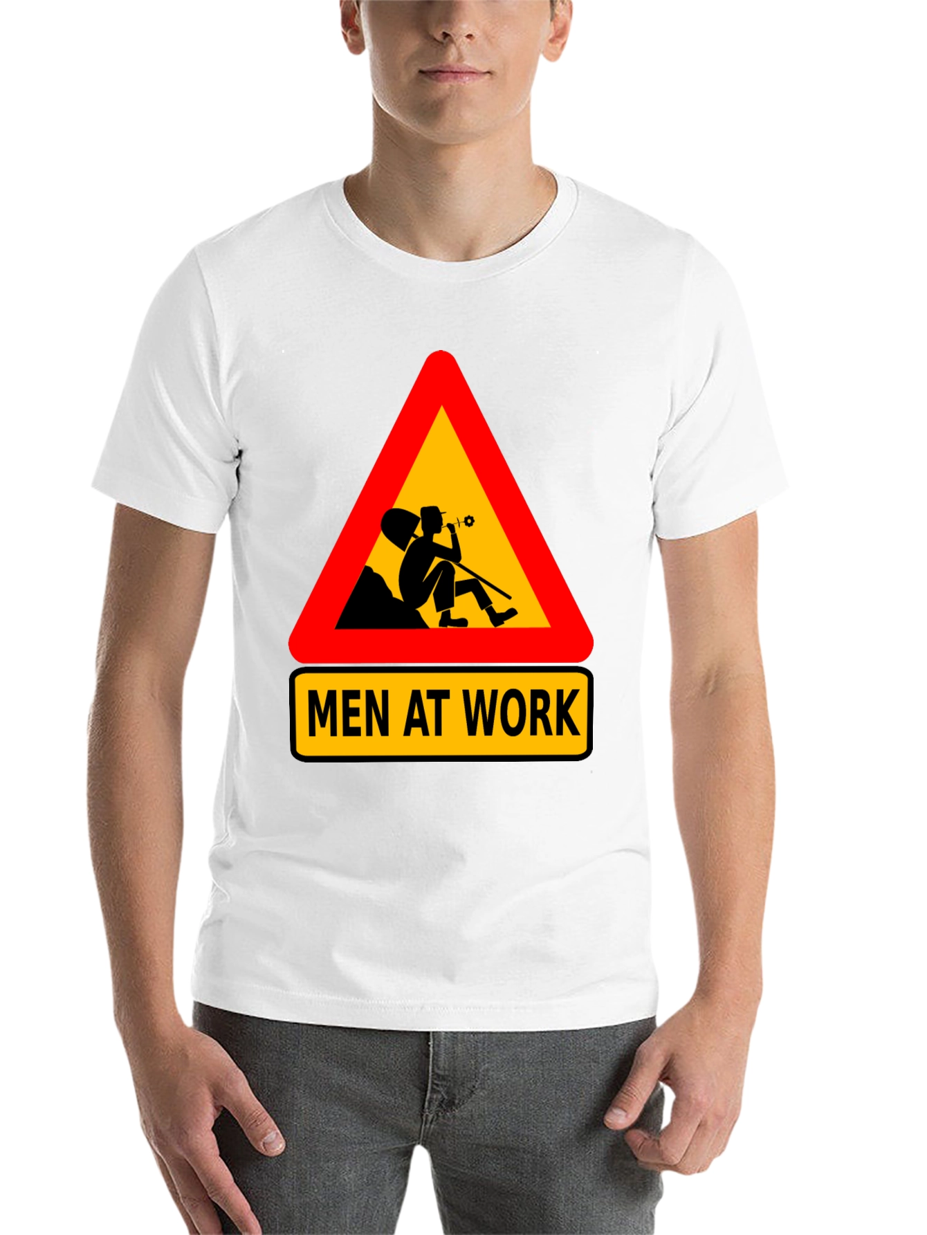 Black Men at Work Graphic Tee - Funny Black T-Shirt view 14