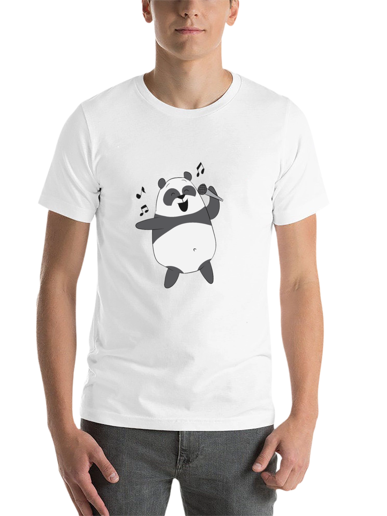 Black Singing Panda Graphic Tee - Black Cotton T-Shirt view 14