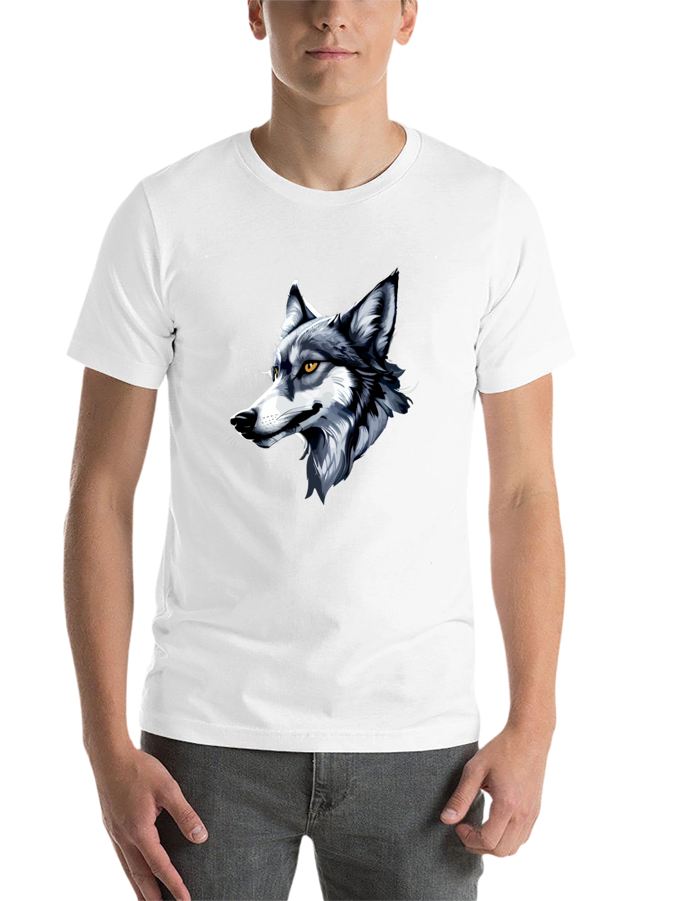 Black Cool Wolf Graphic Tee - Black Cotton Shirt view 14