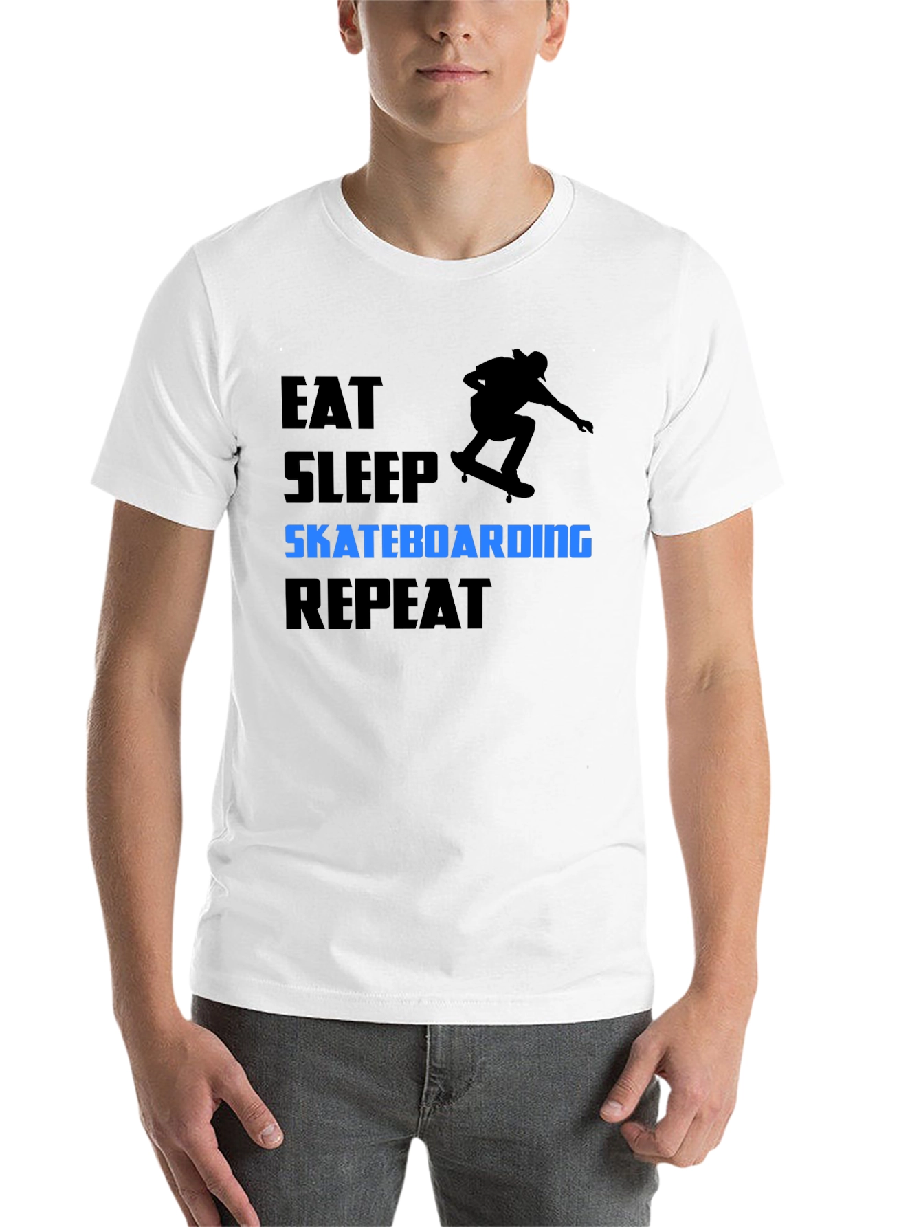 Black Eat Sleep Skateboarding Repeat Black T-Shirt view 14