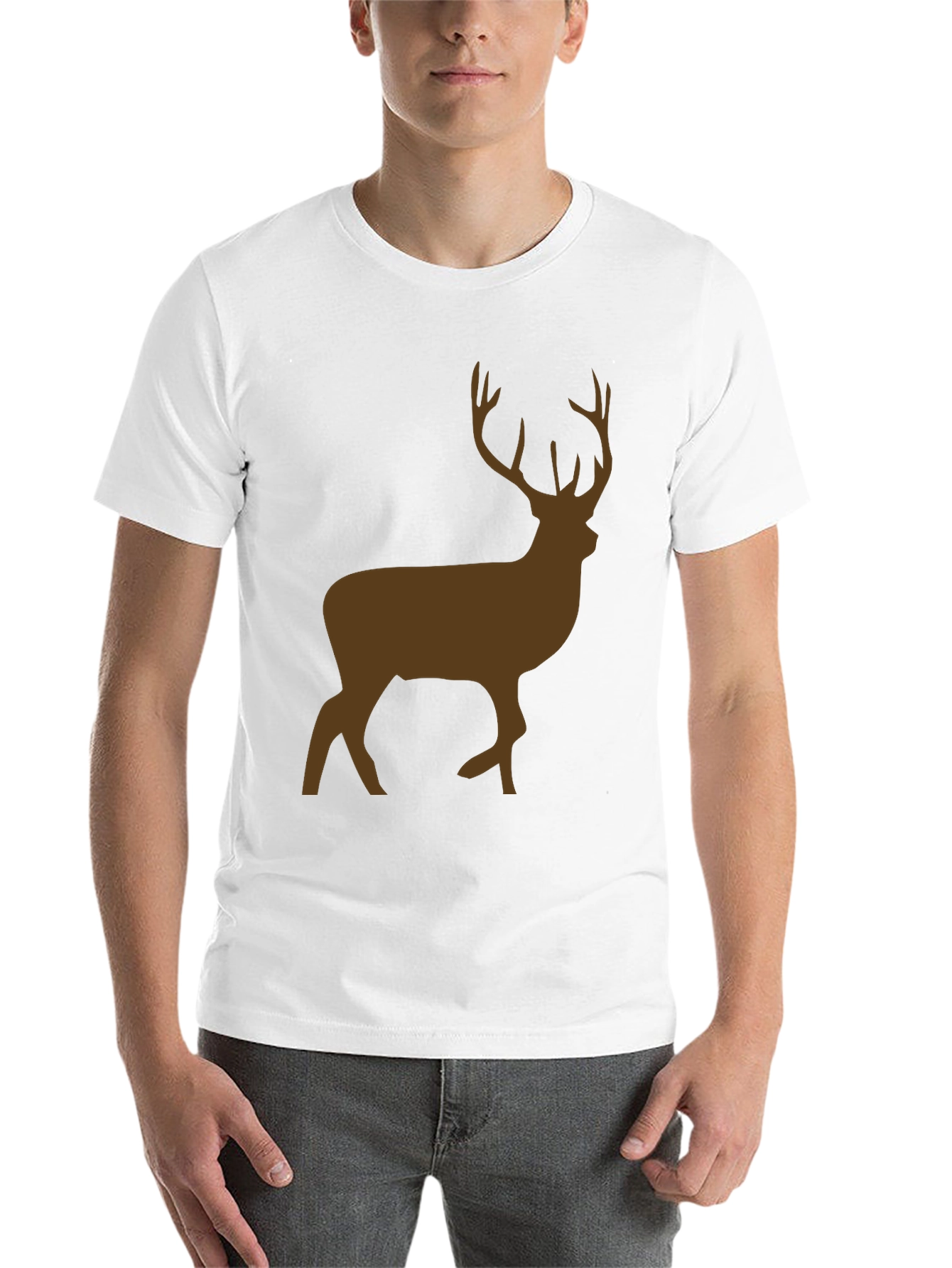Black Men's Black T-Shirt with Brown Deer Graphic view 14